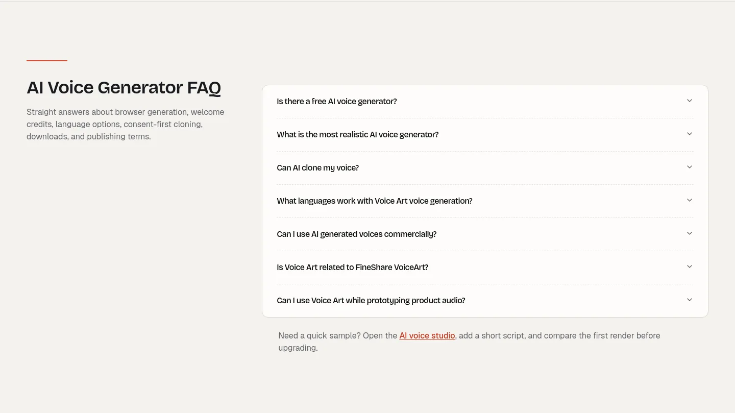 voiceart.app FAQ section