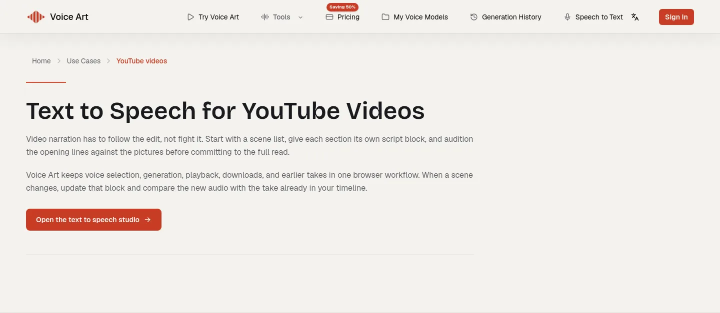 voiceart.app Hero section