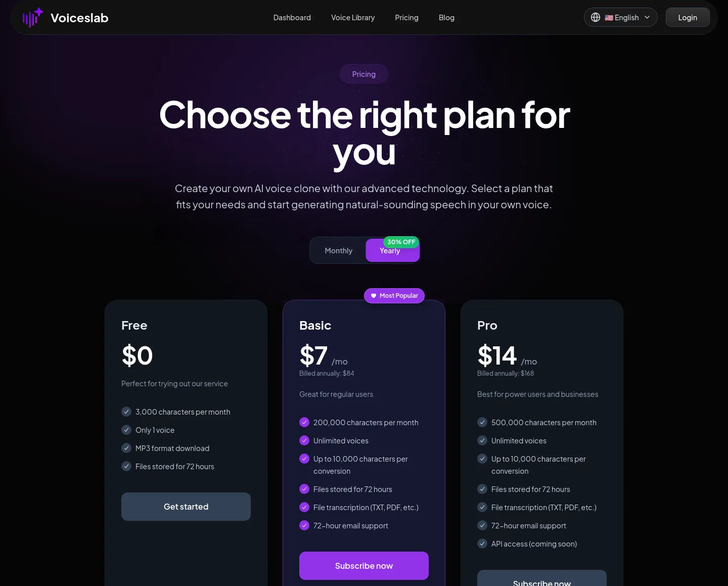 voiceslab.io — Pricing