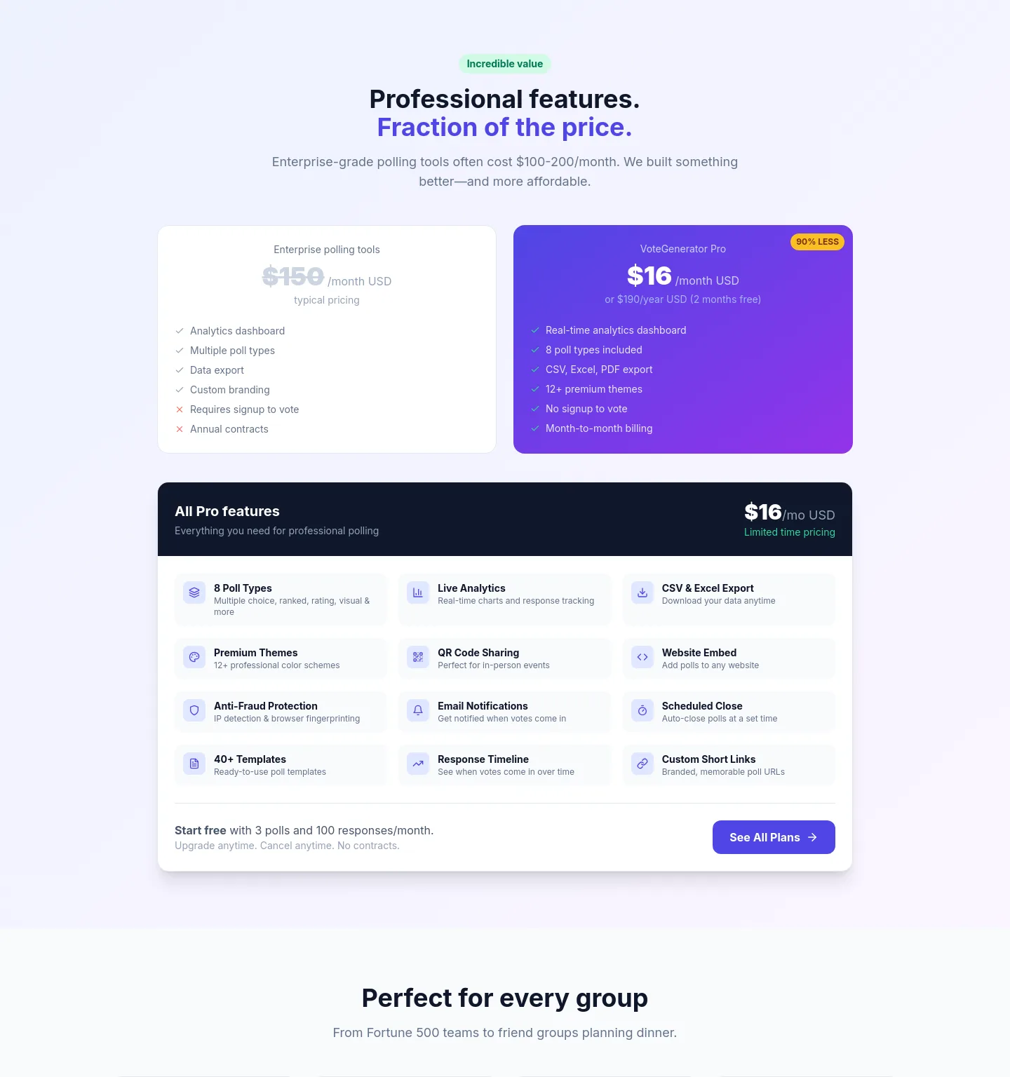 votegenerator.com — Pricing