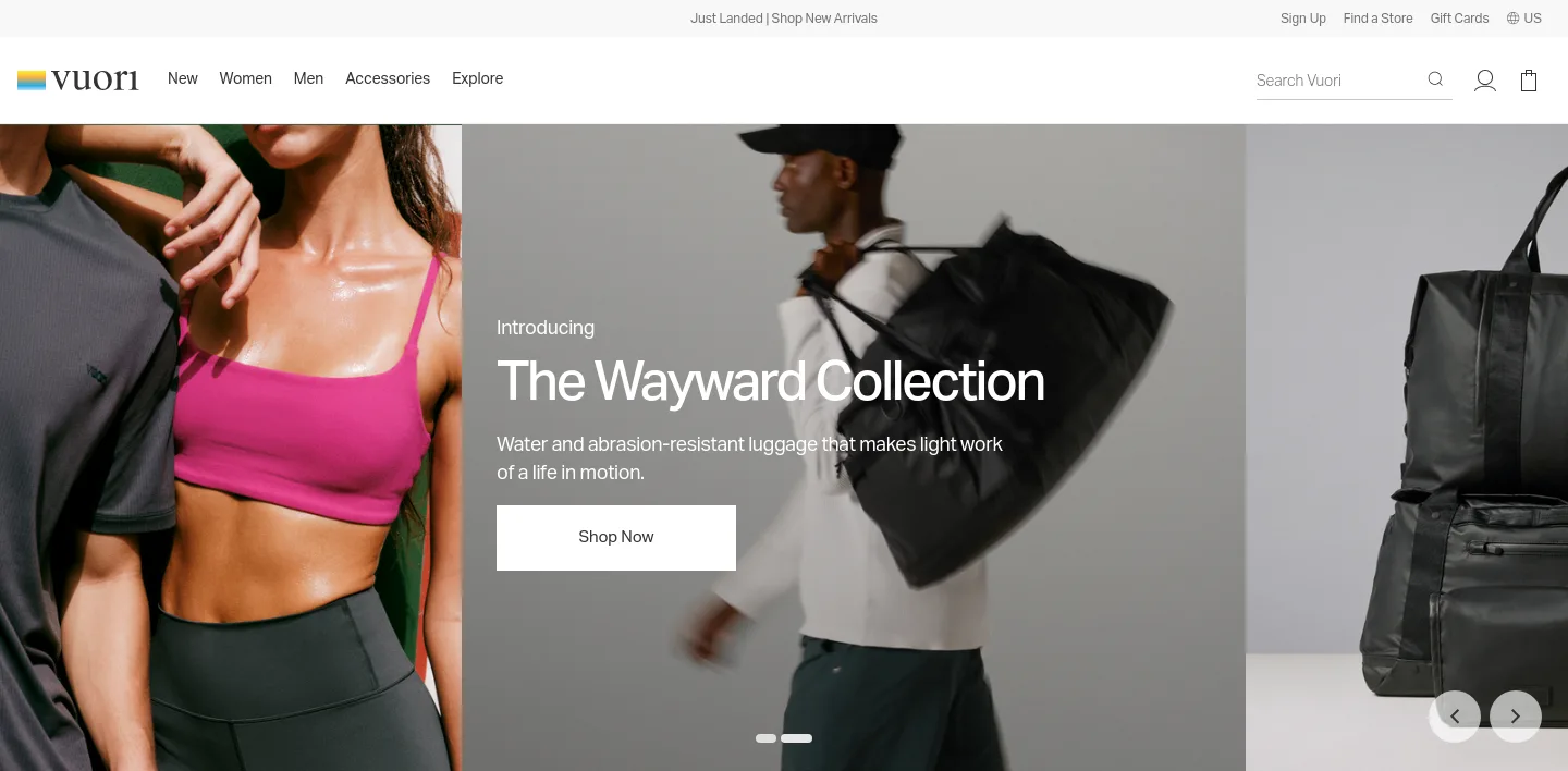 vuoriclothing.com — a measured funnel