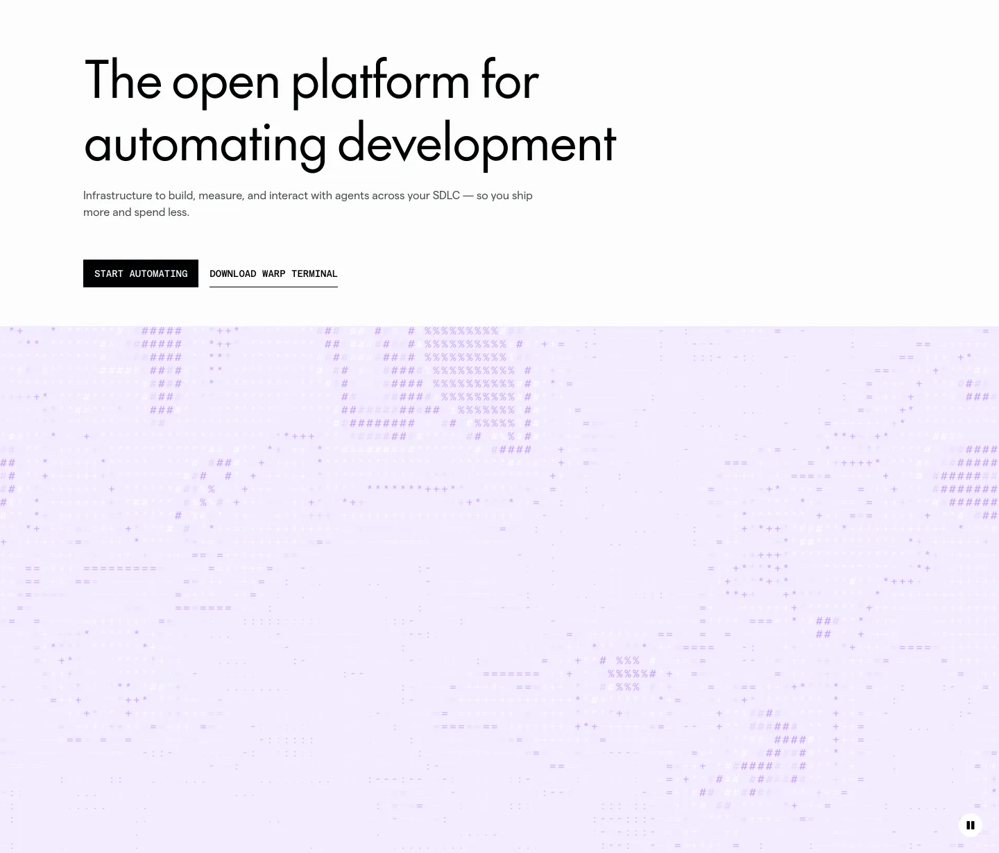warp.dev — a real Hero section