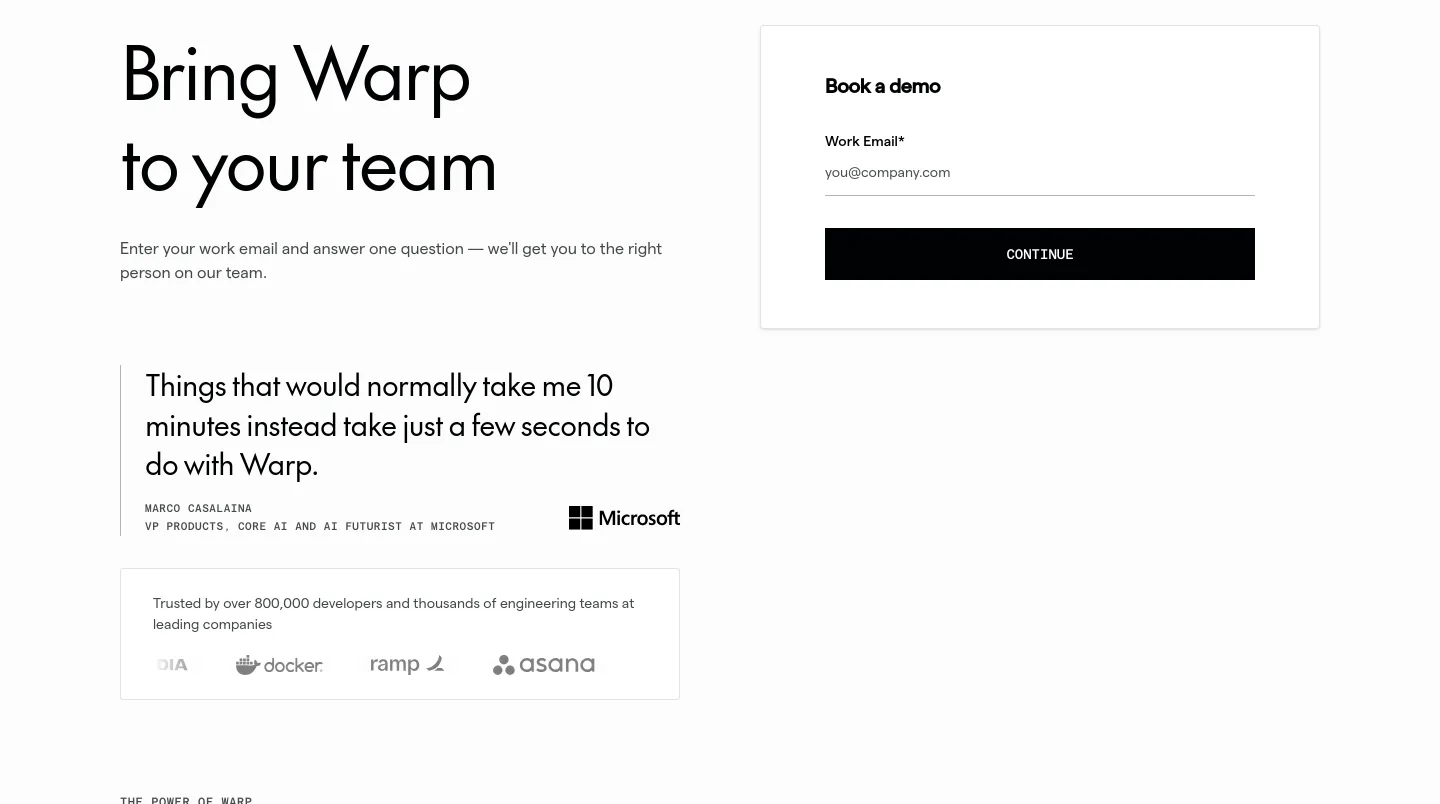 warp.dev — a real Logo Wall section