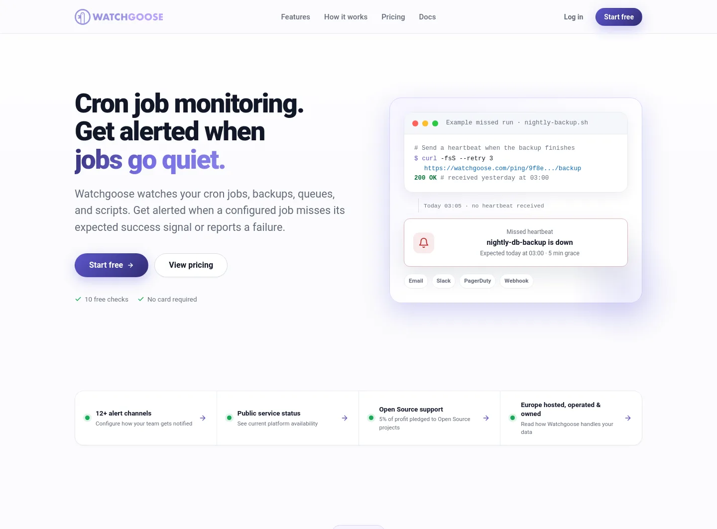 watchgoose.com — a measured funnel