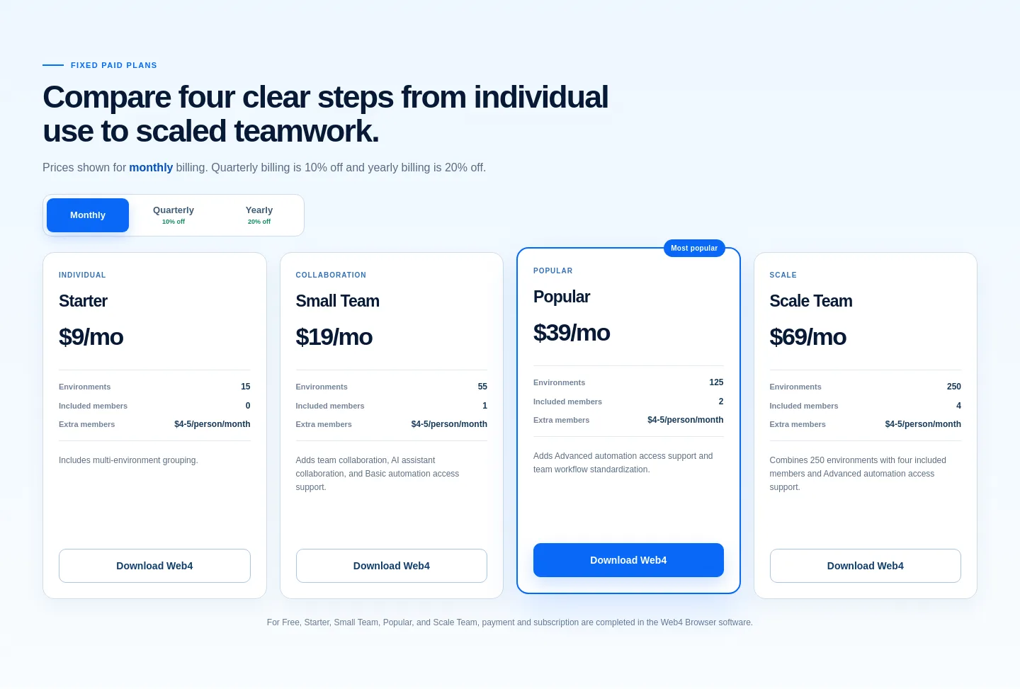 web4browser.io — Pricing