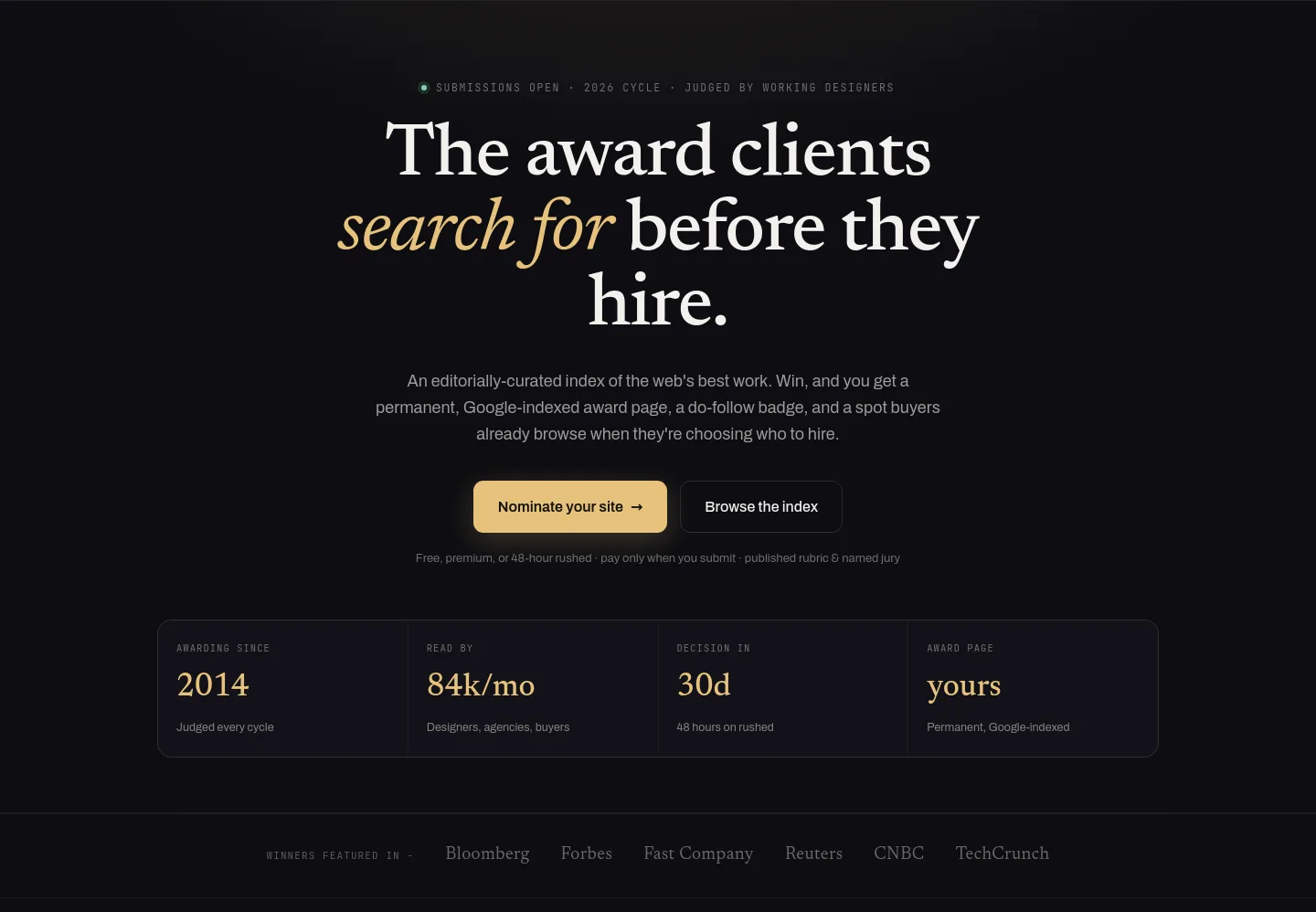 webdesignawards.io Hero section