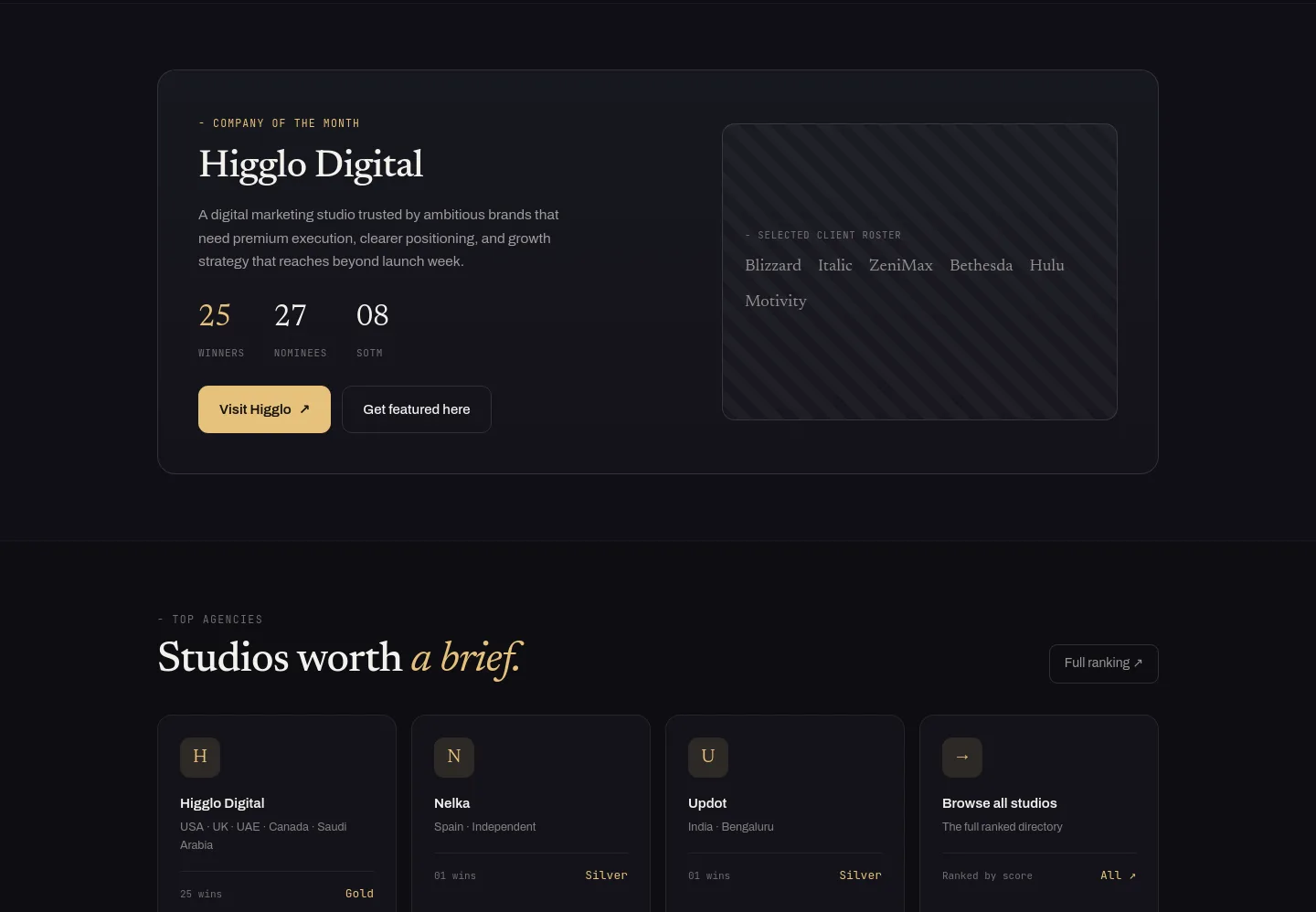 webdesignawards.io Logo Wall section