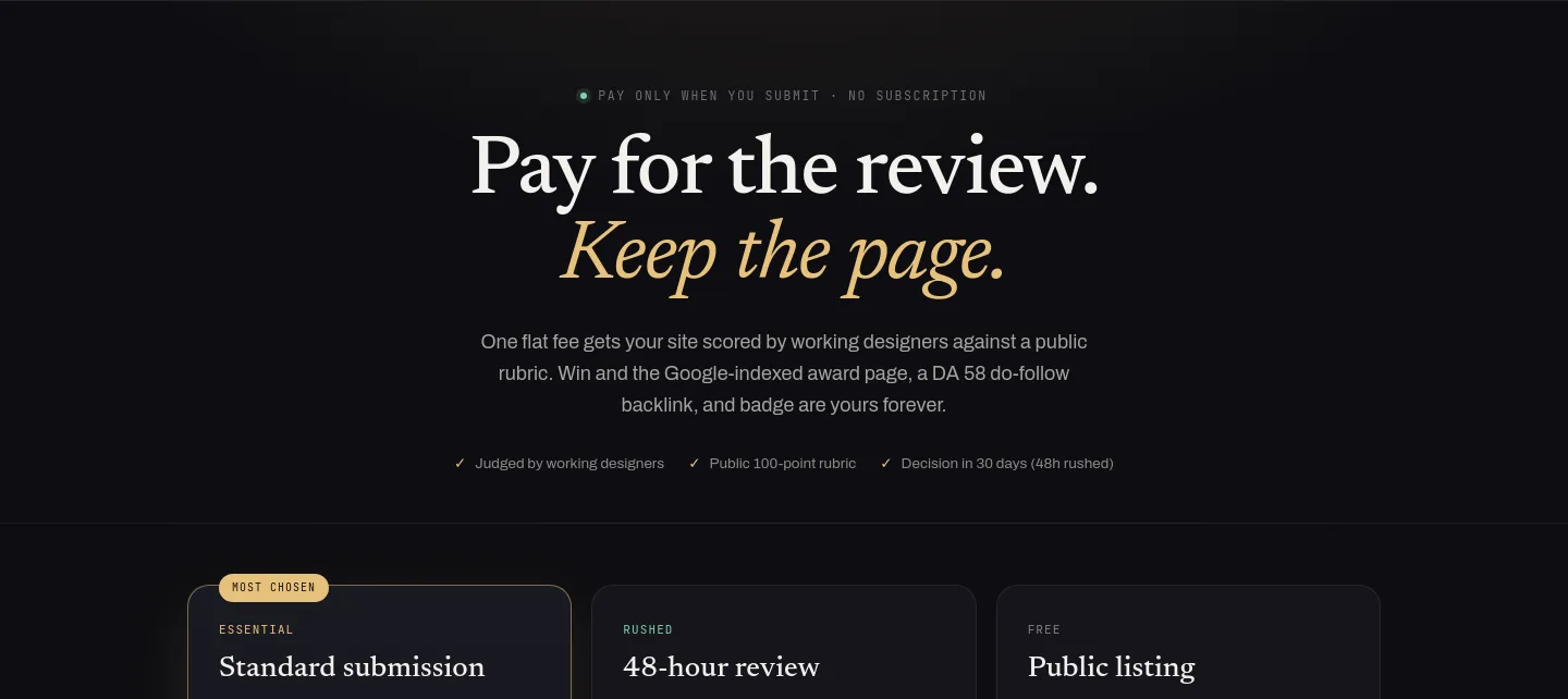 webdesignawards.io Hero section