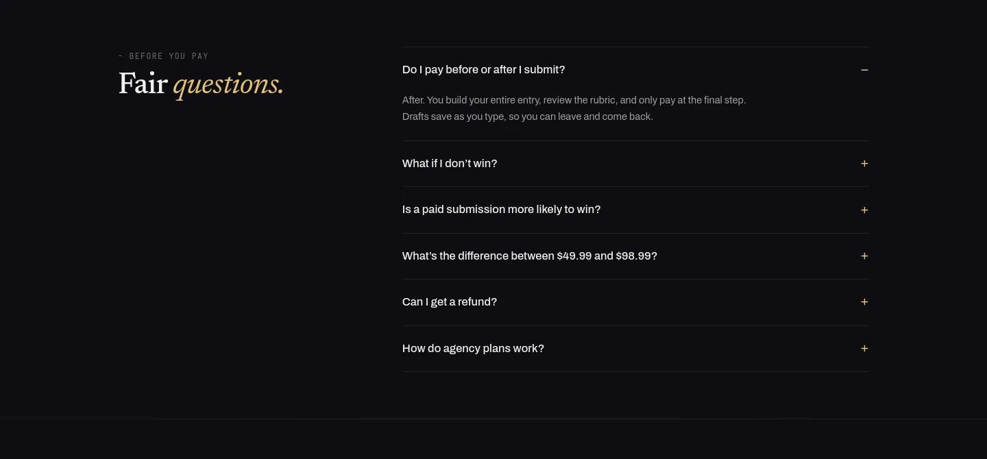 webdesignawards.io — FAQ