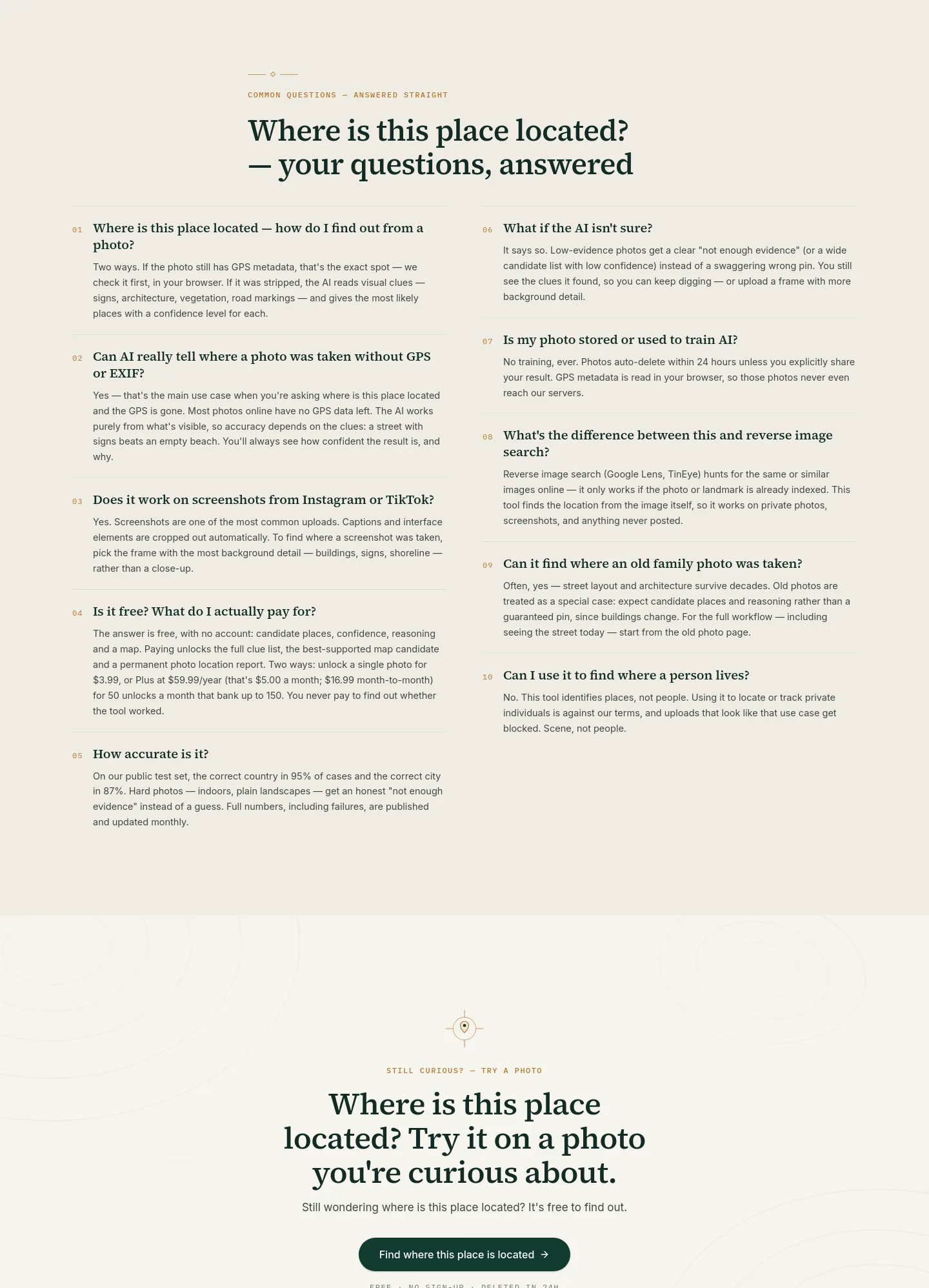 whereisthisplace.online — FAQ