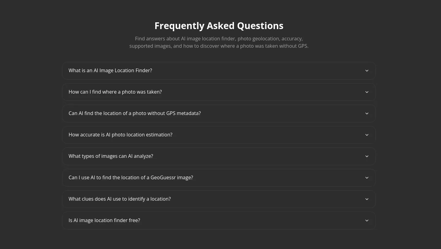 wherewastaken.com FAQ section