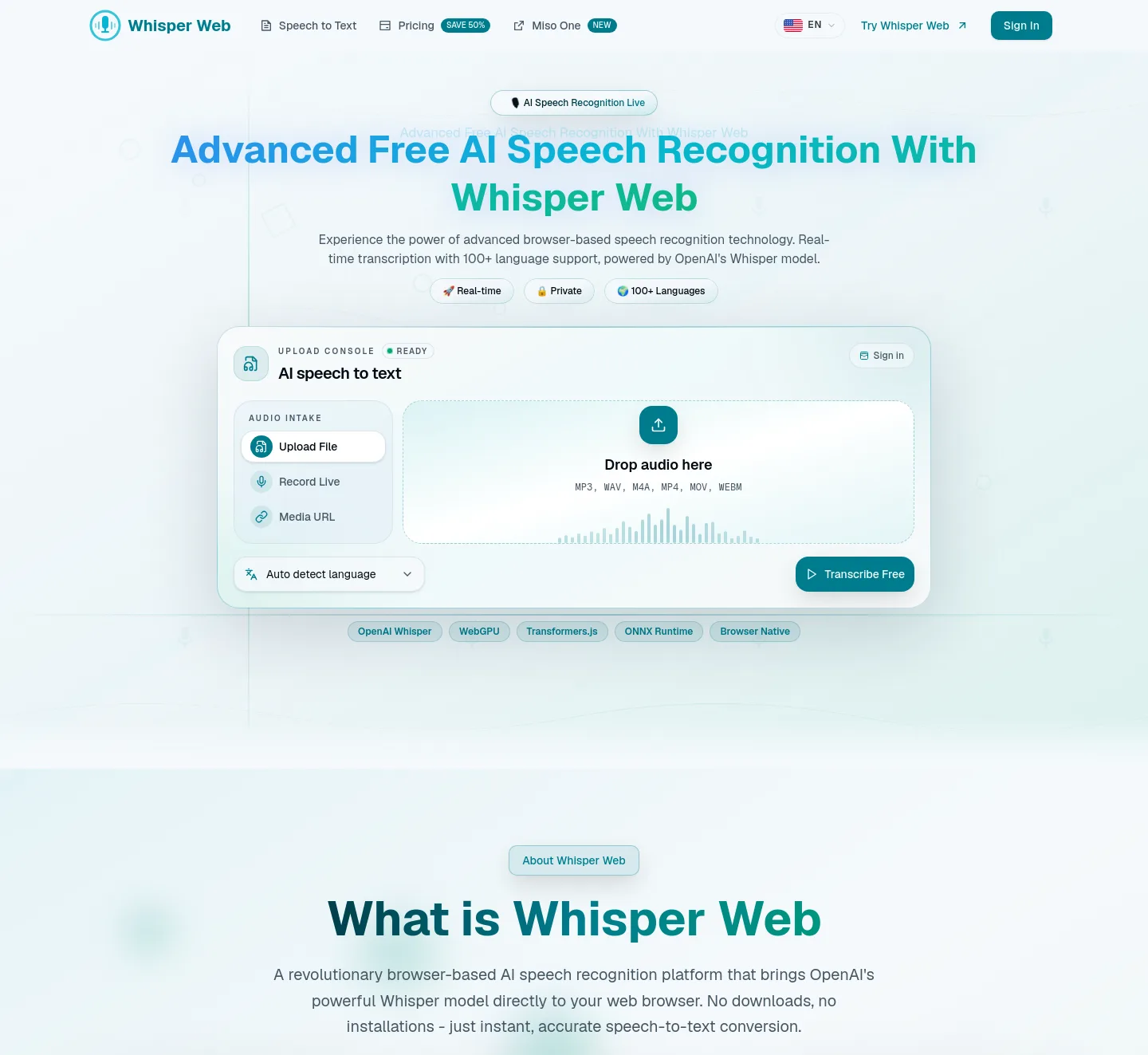 whisperweb.art — a measured funnel