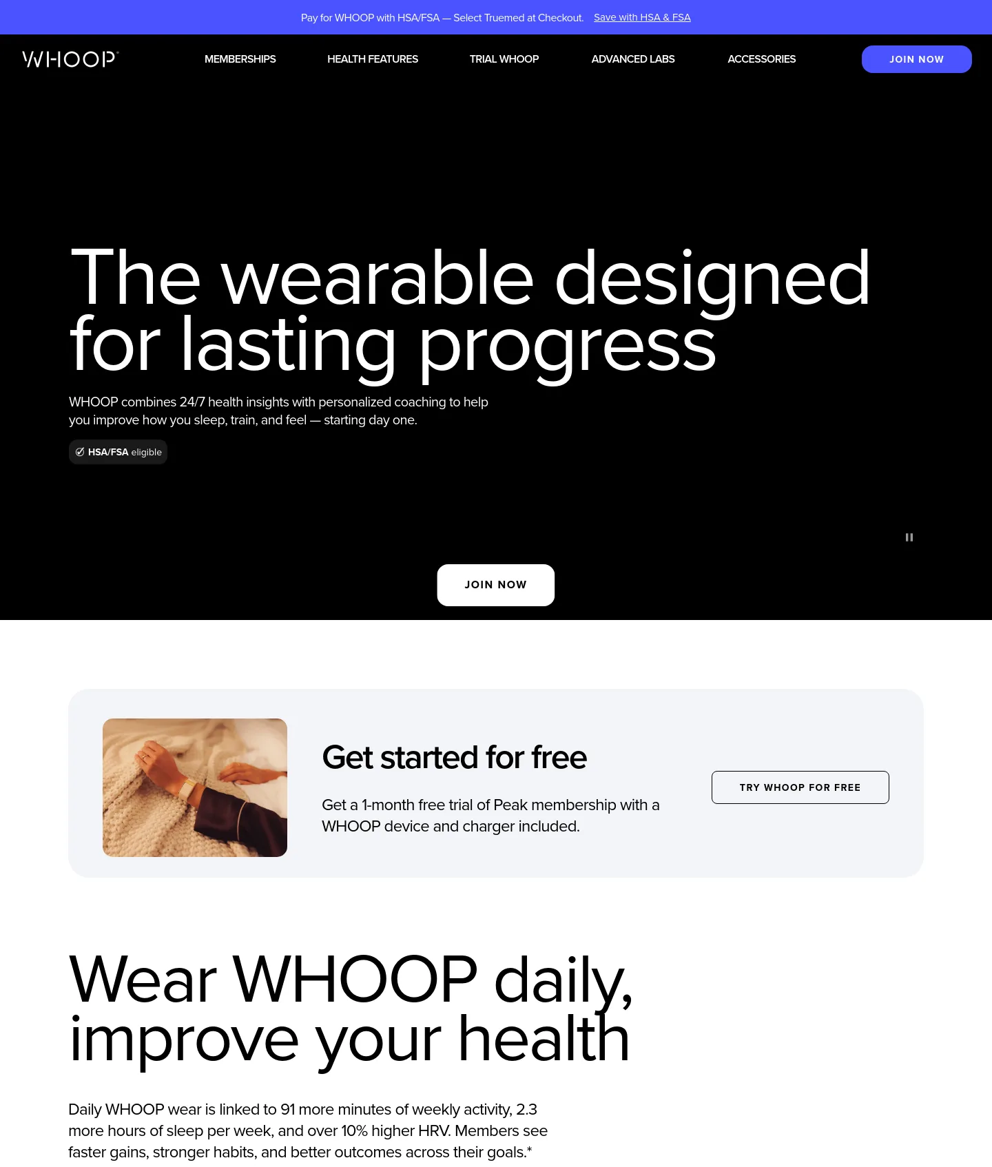 whoop.com — a measured funnel