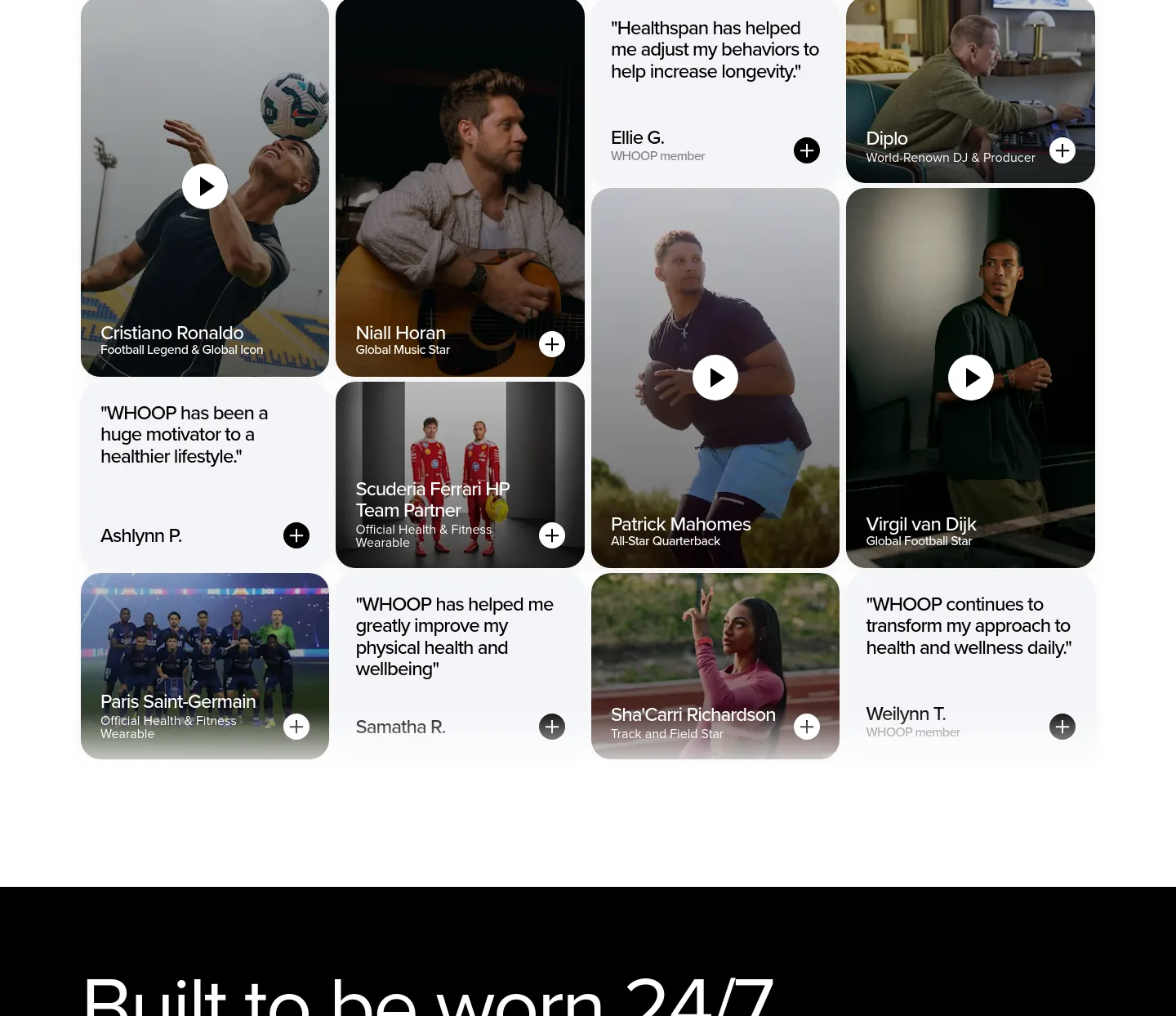 whoop.com — a real Features section