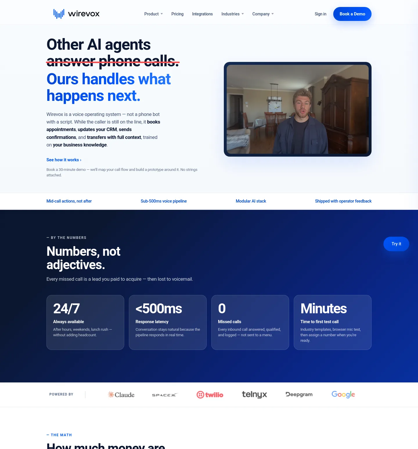 wirevoxai.com — a measured funnel