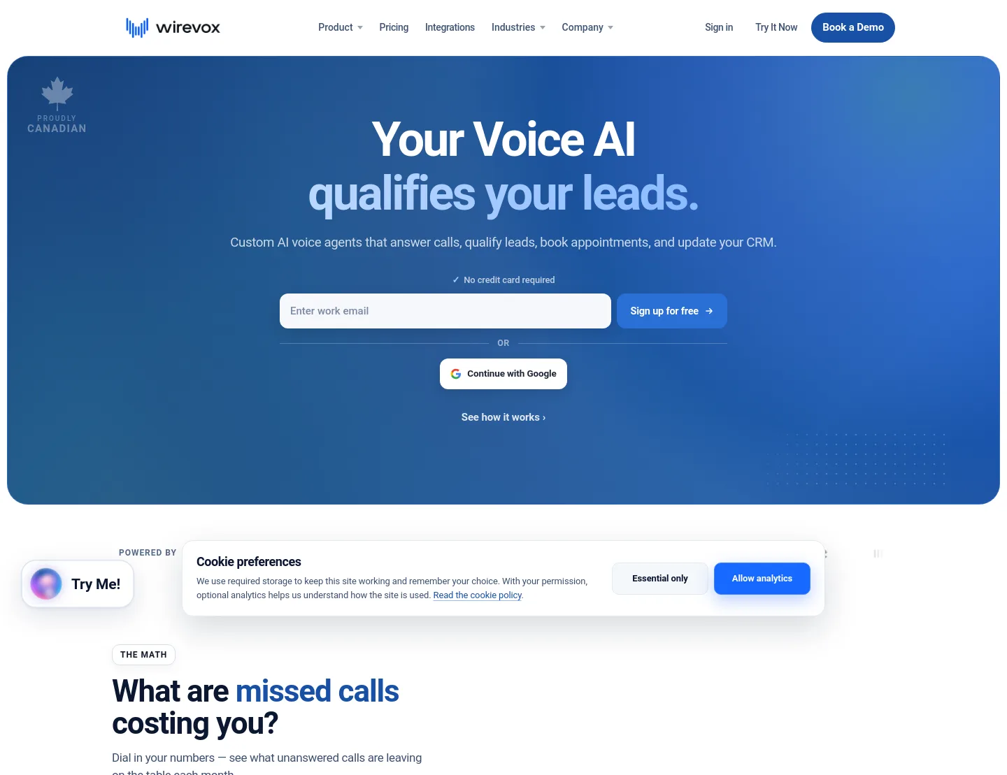 wirevoxai.com — a measured funnel
