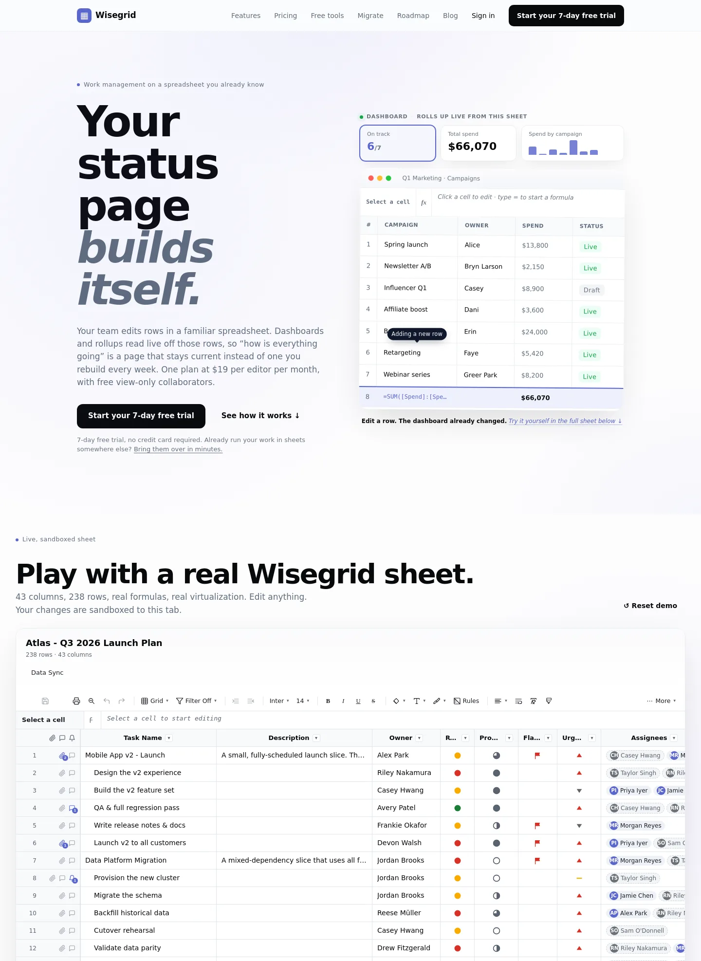 wisegrid.co — a measured funnel