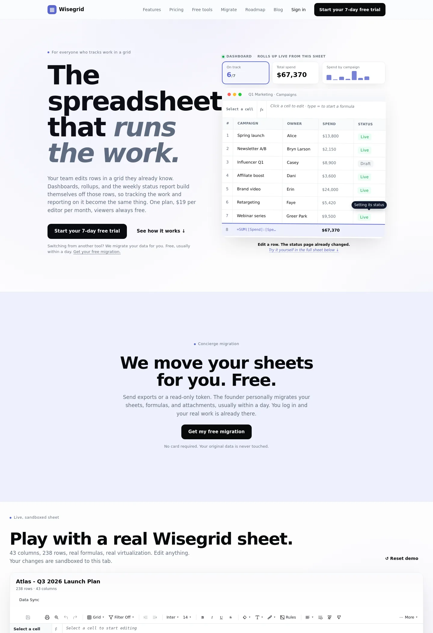 wisegrid.co — a measured funnel
