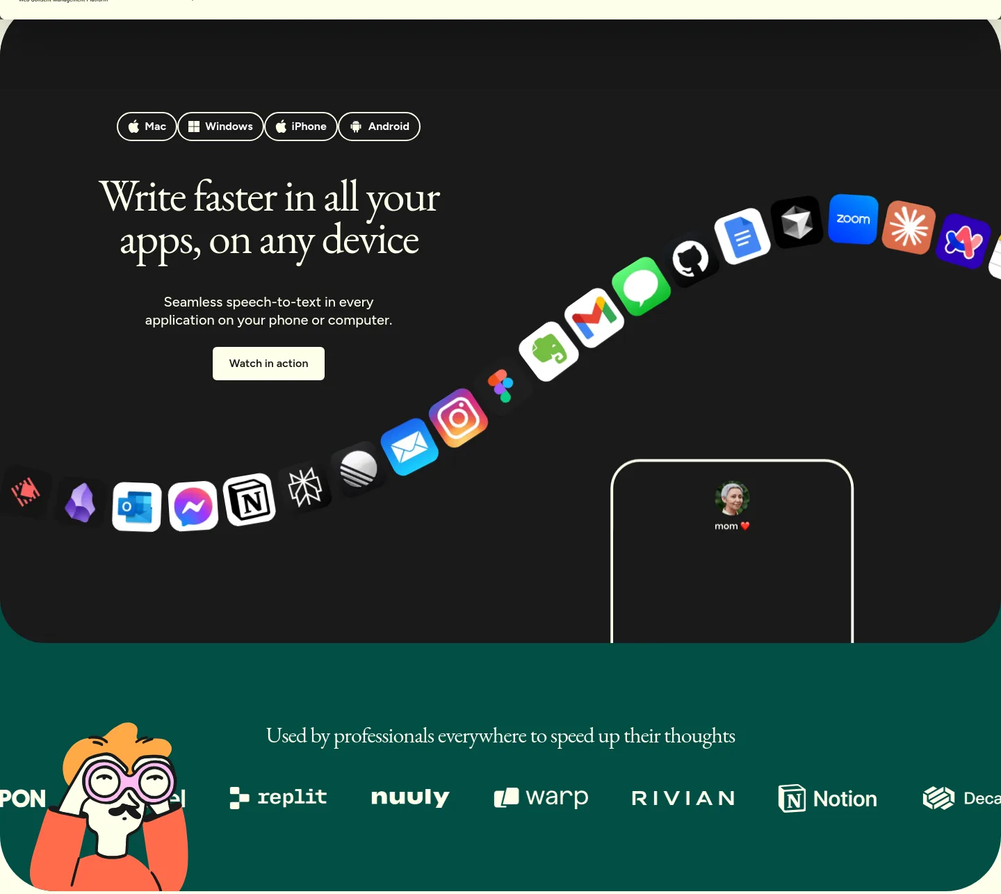 wisprflow.ai — a real Logo Wall section