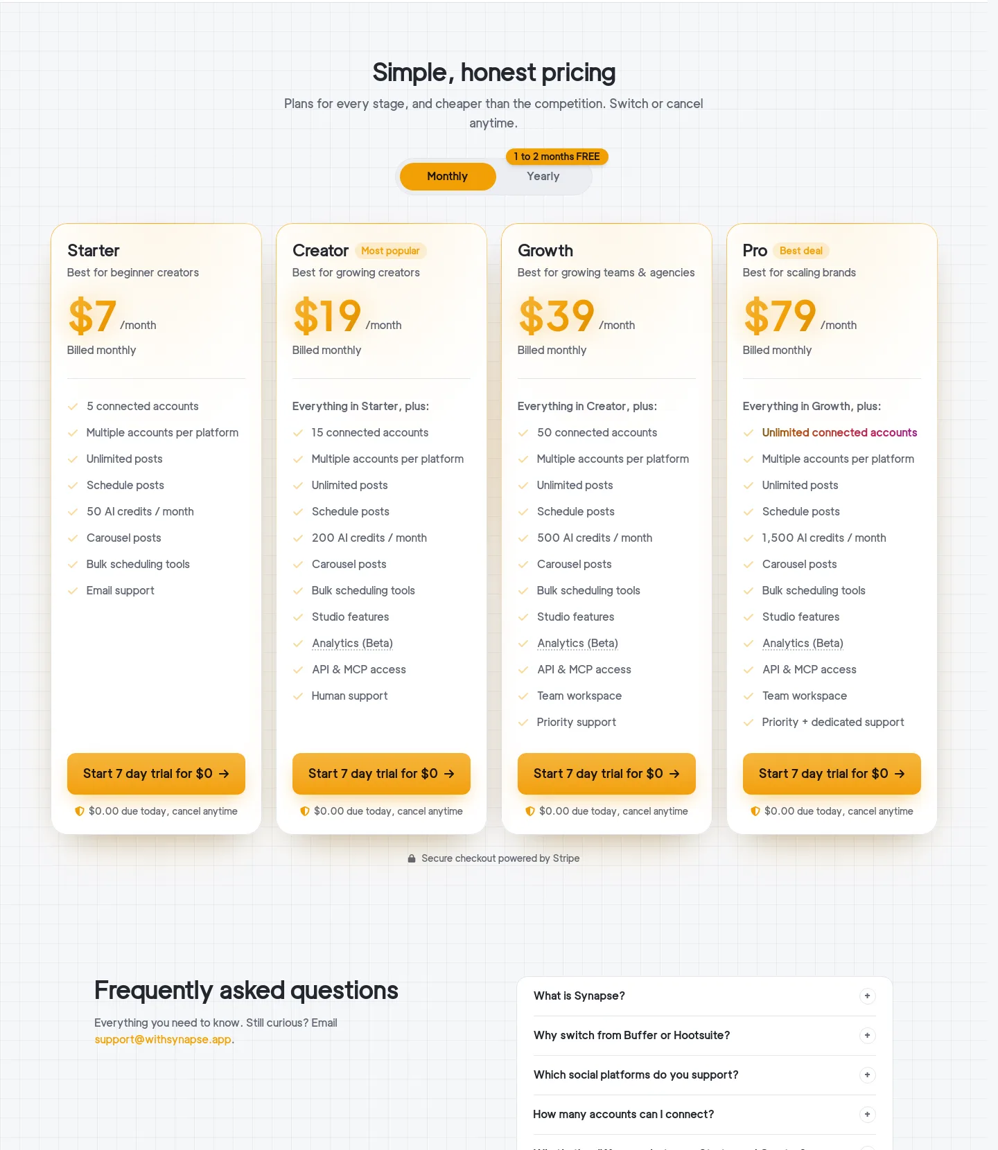withsynapse.app — Pricing