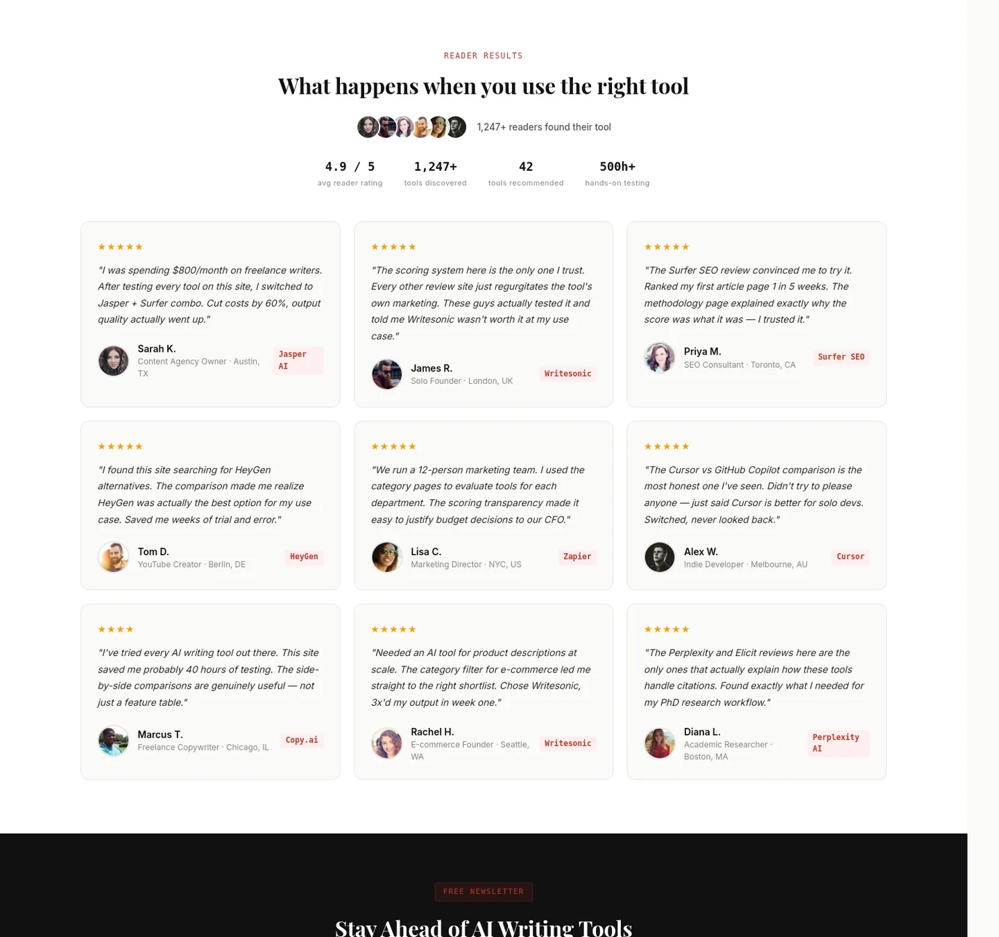 writetested.com — a real Reviews section