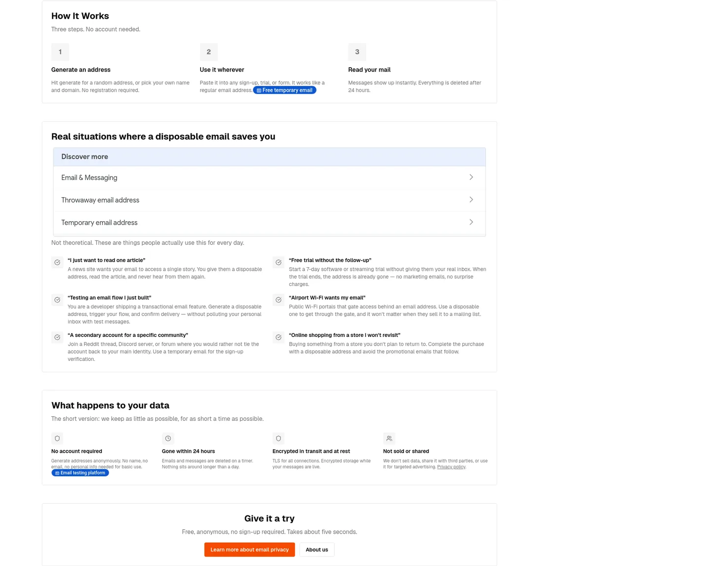 xeramail.com — a real Features section