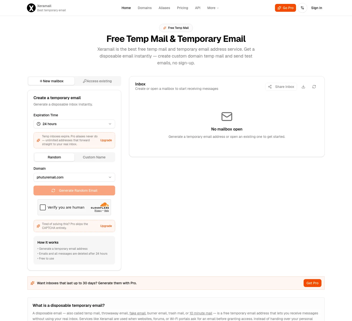 xeramail.com — a measured funnel