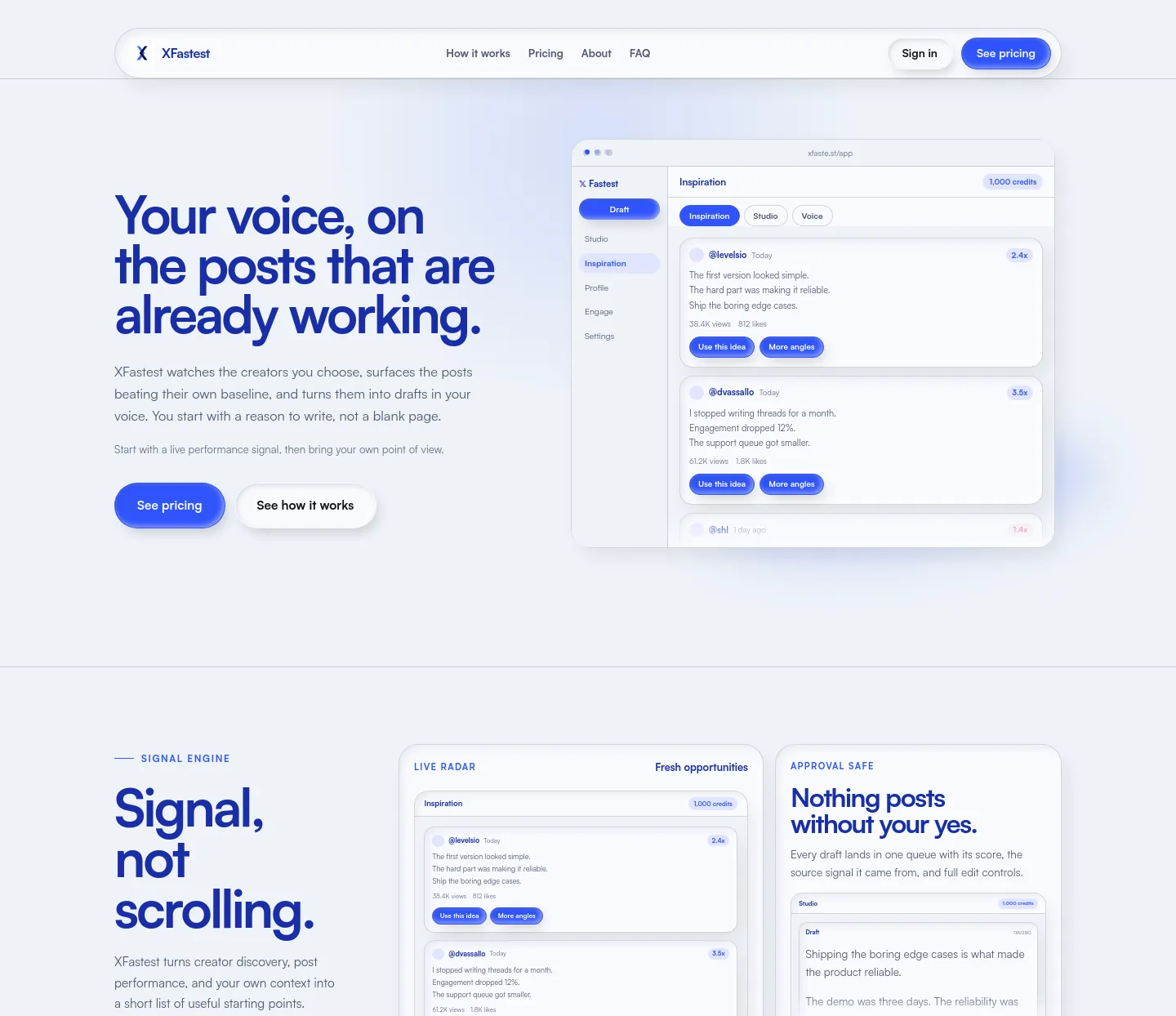 xfaste.st — a measured funnel