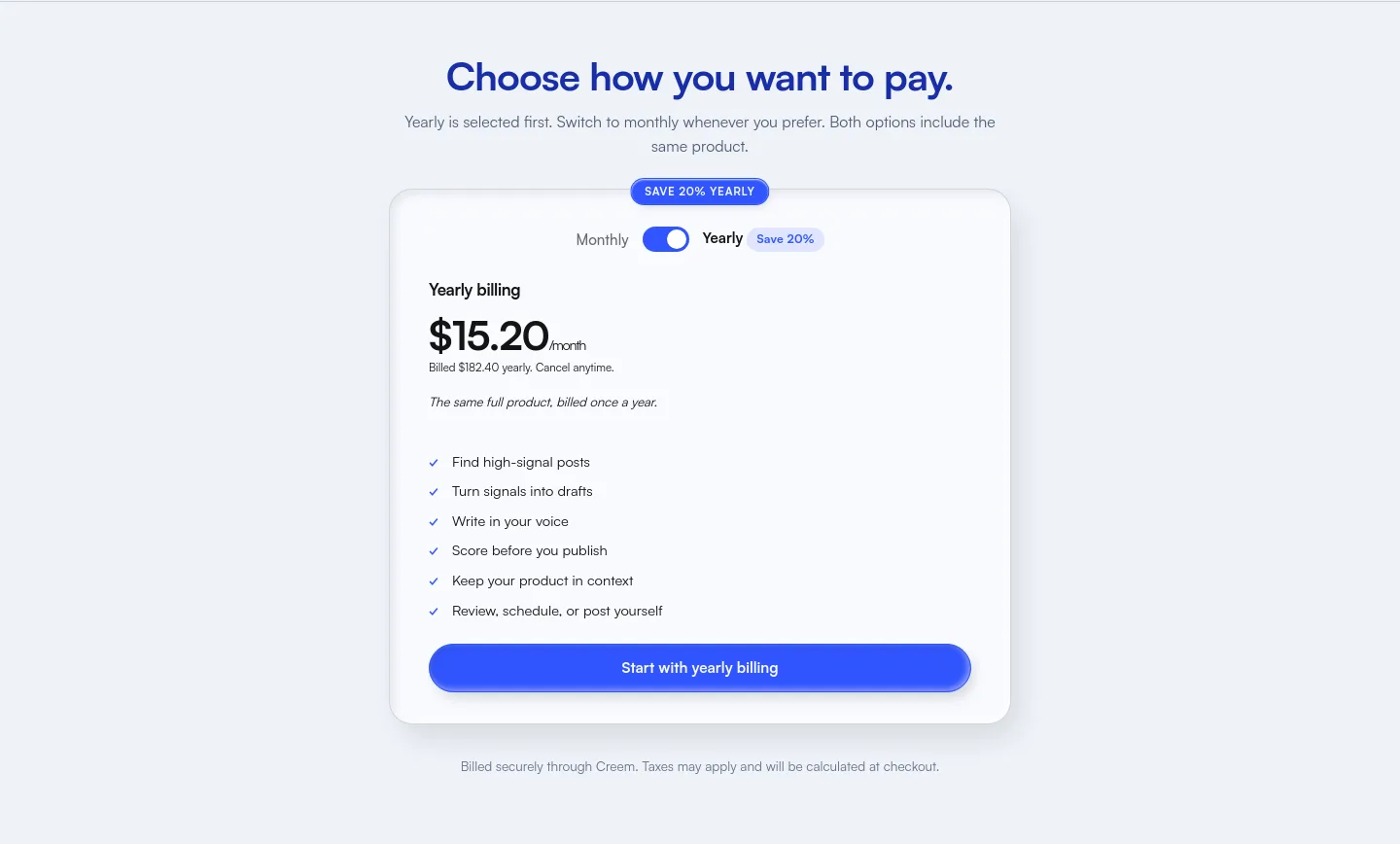 xfaste.st — a real Pricing section