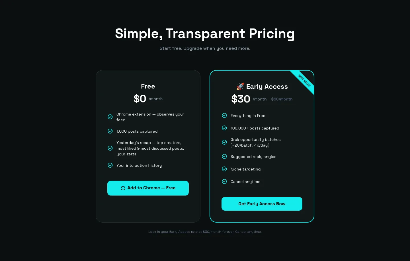 xgrowthengine.com — a real Pricing section