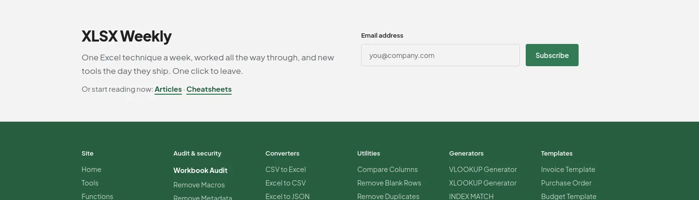 xlsx.com — Email Capture