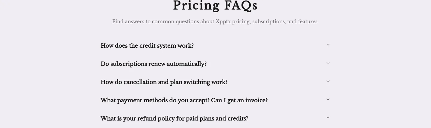 xpptx.com FAQ section