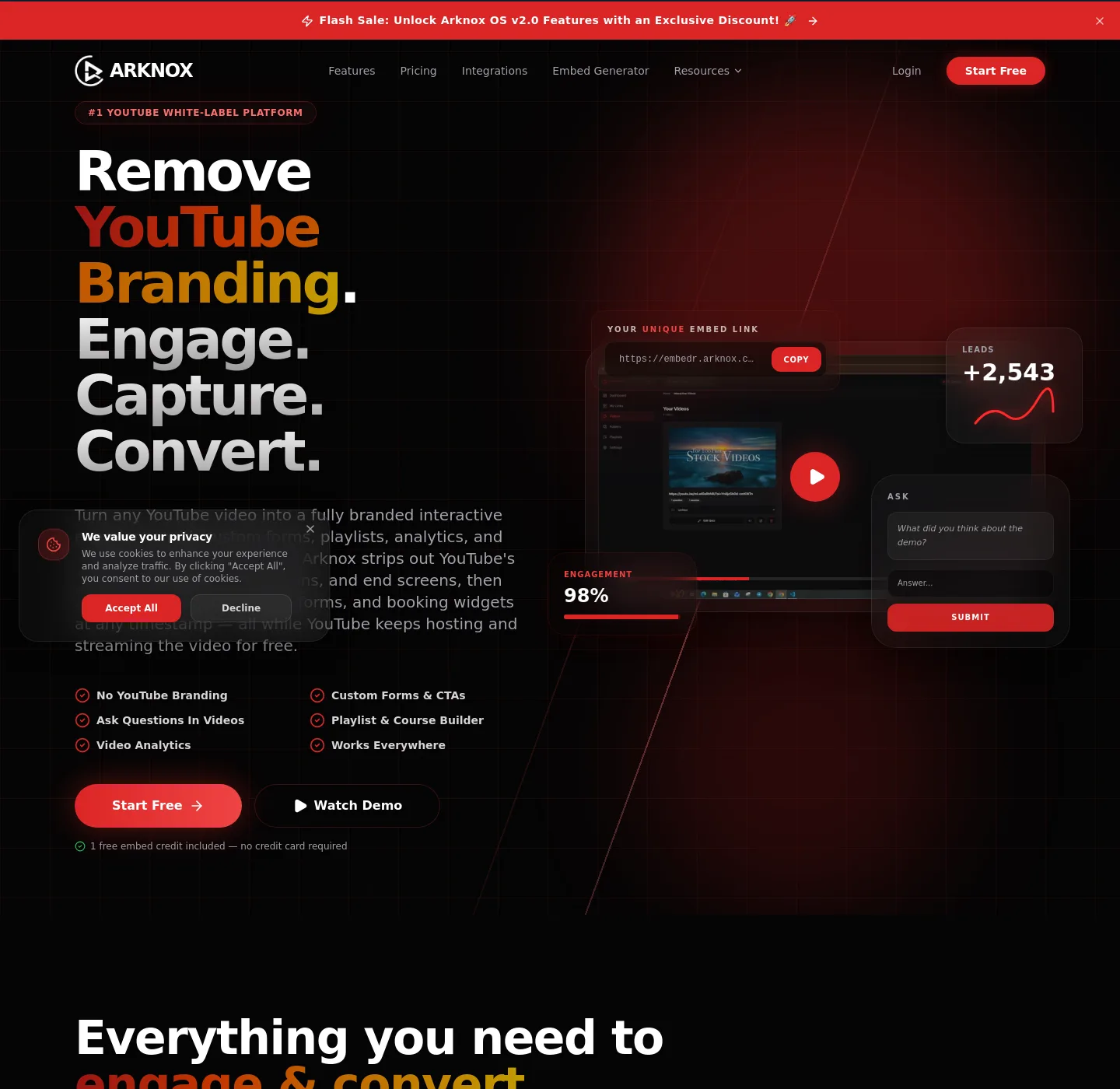 youtube-embedder.arknox.in — Hero
