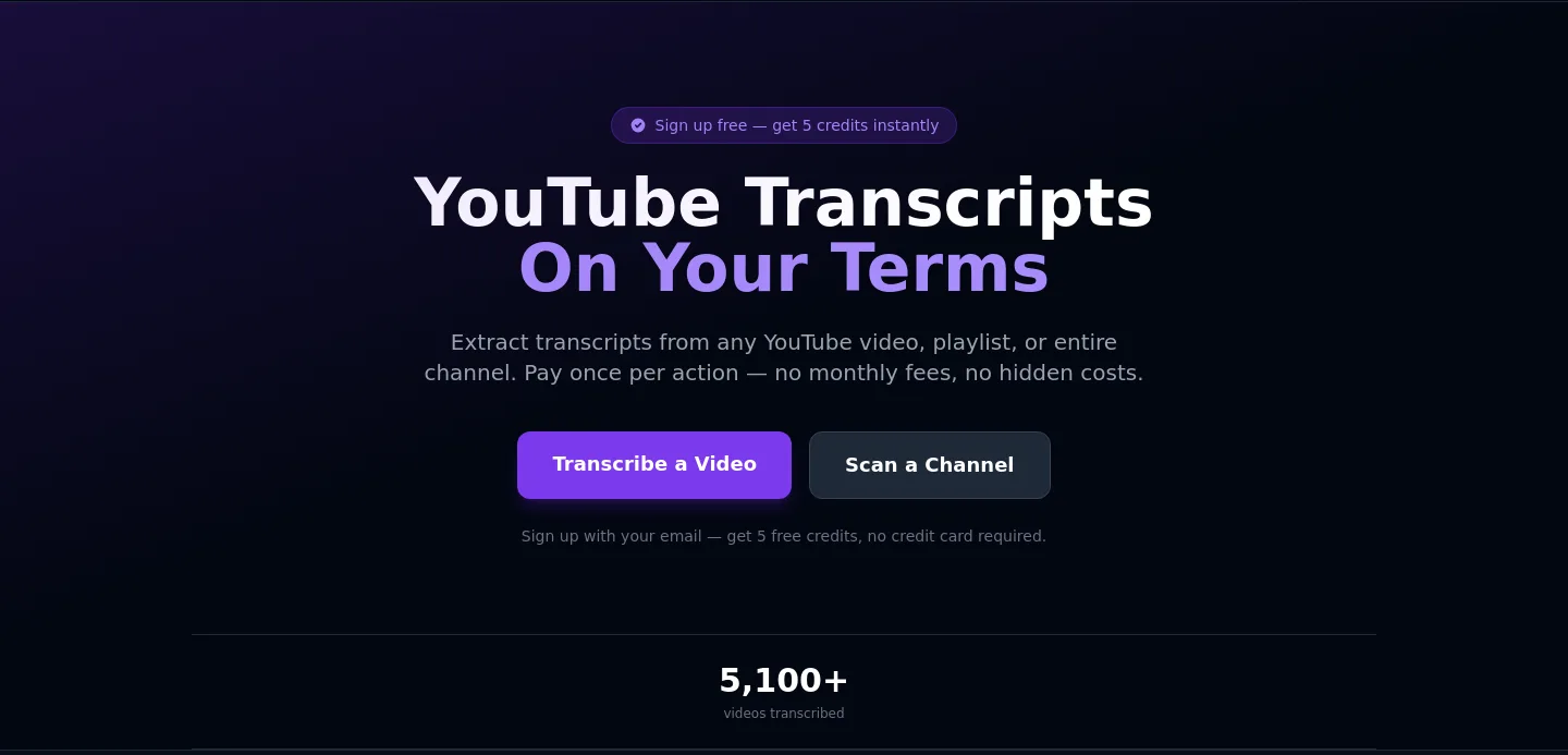 ytbulktranscript.app — Hero
