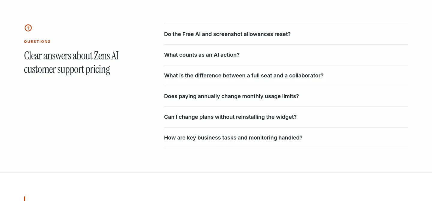 zens.ai FAQ section