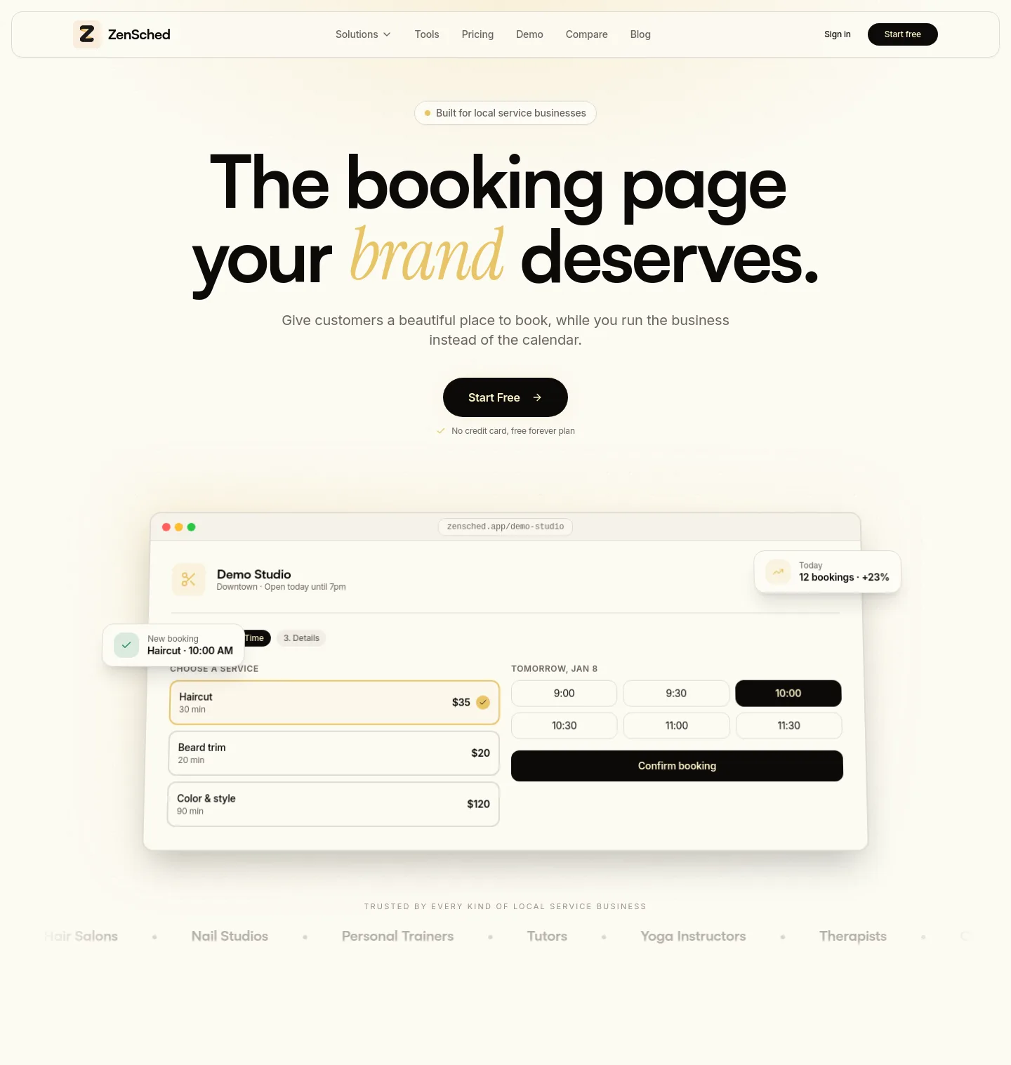 zensched.app Hero section