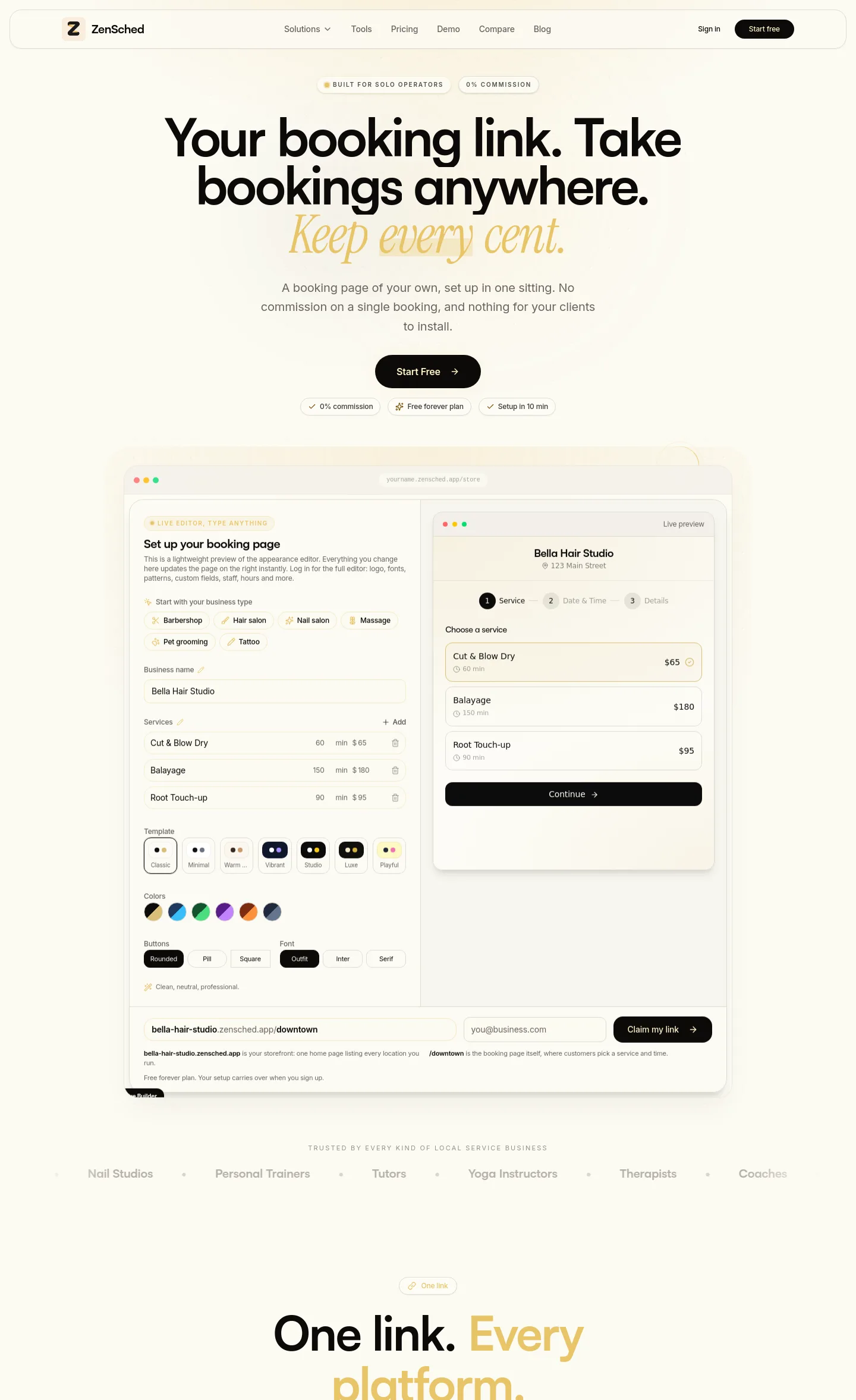 zensched.app — a measured funnel