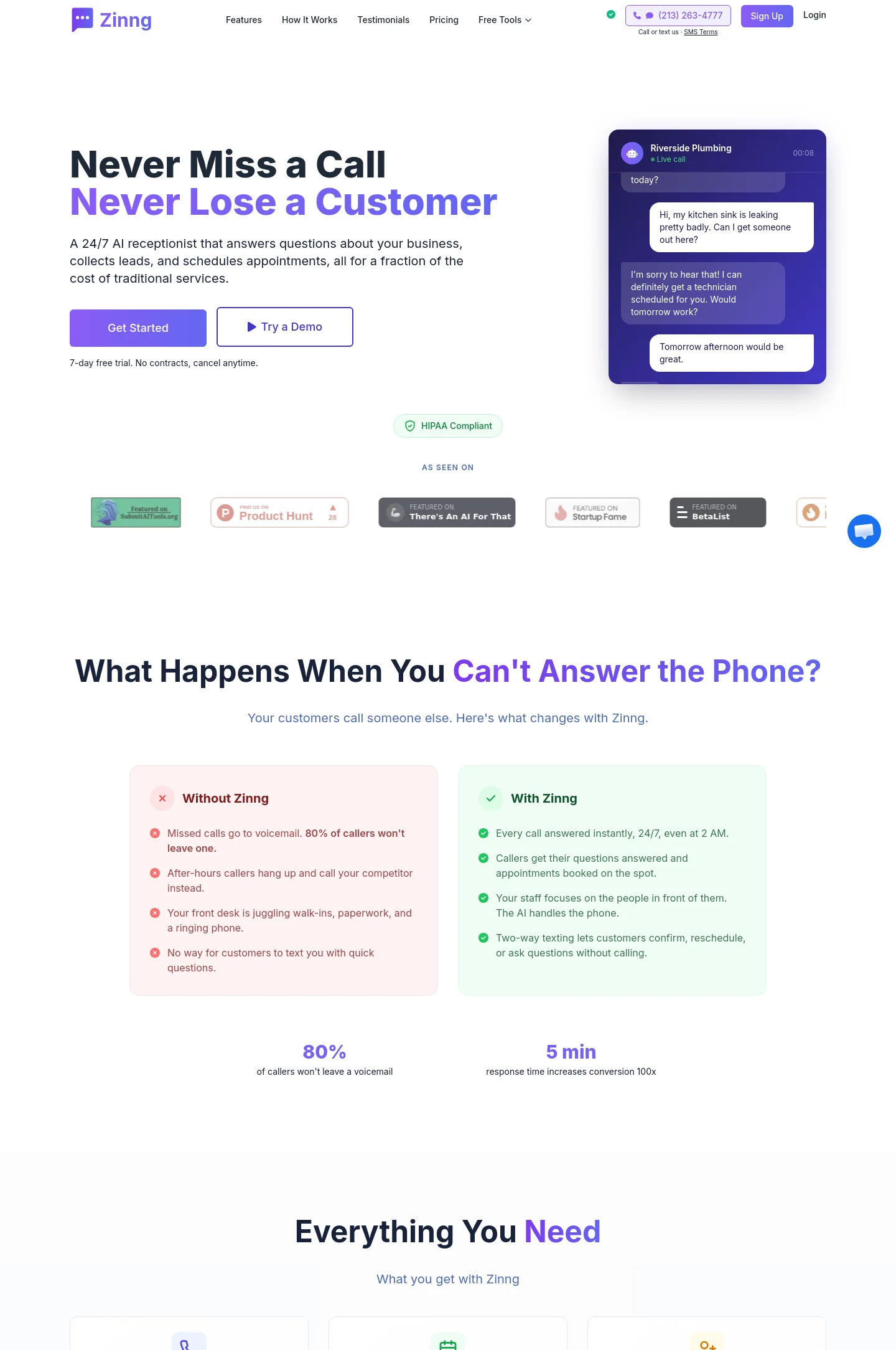 zinng.ai — a measured funnel