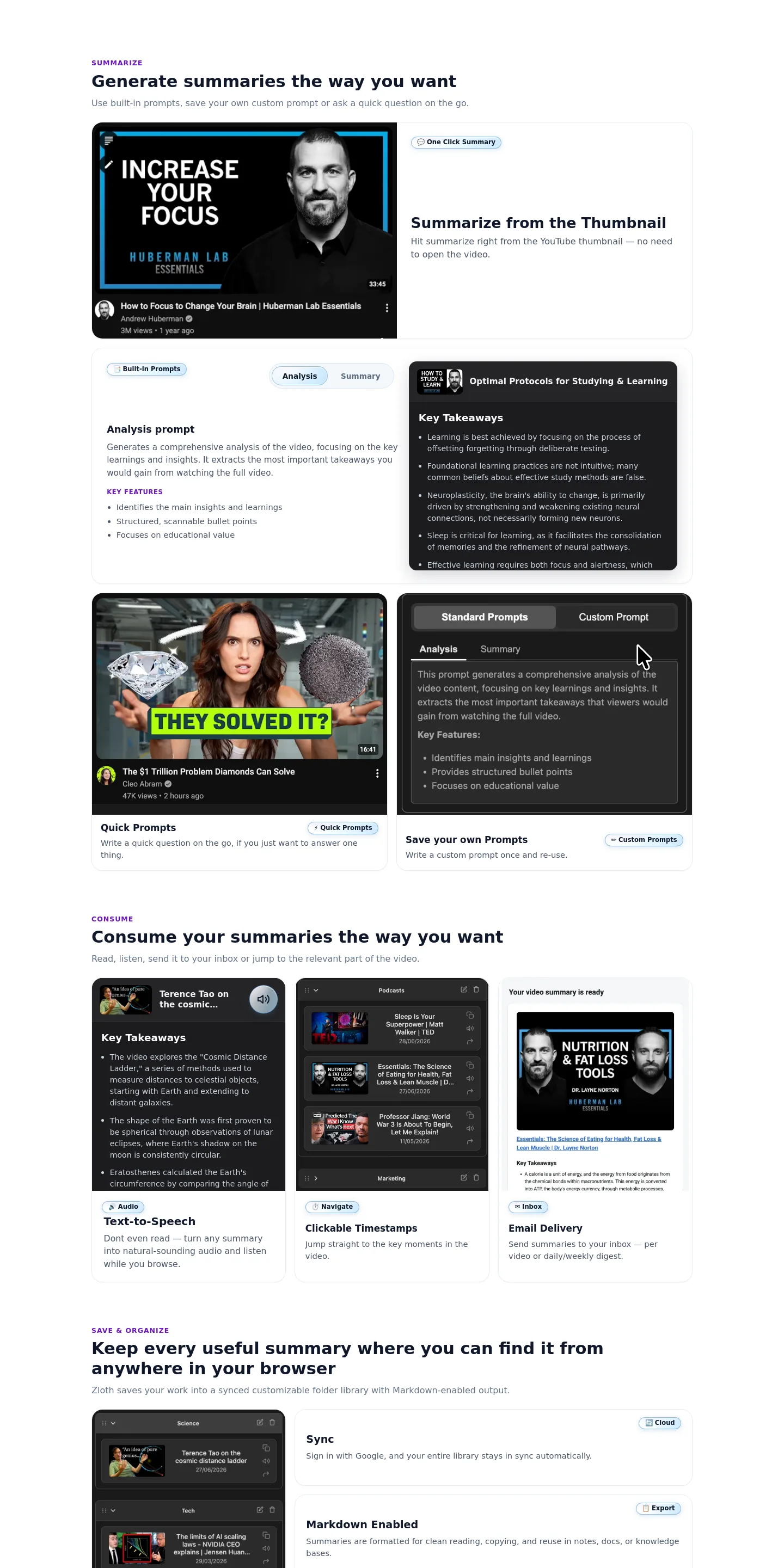 zlothai.com — a real Features section
