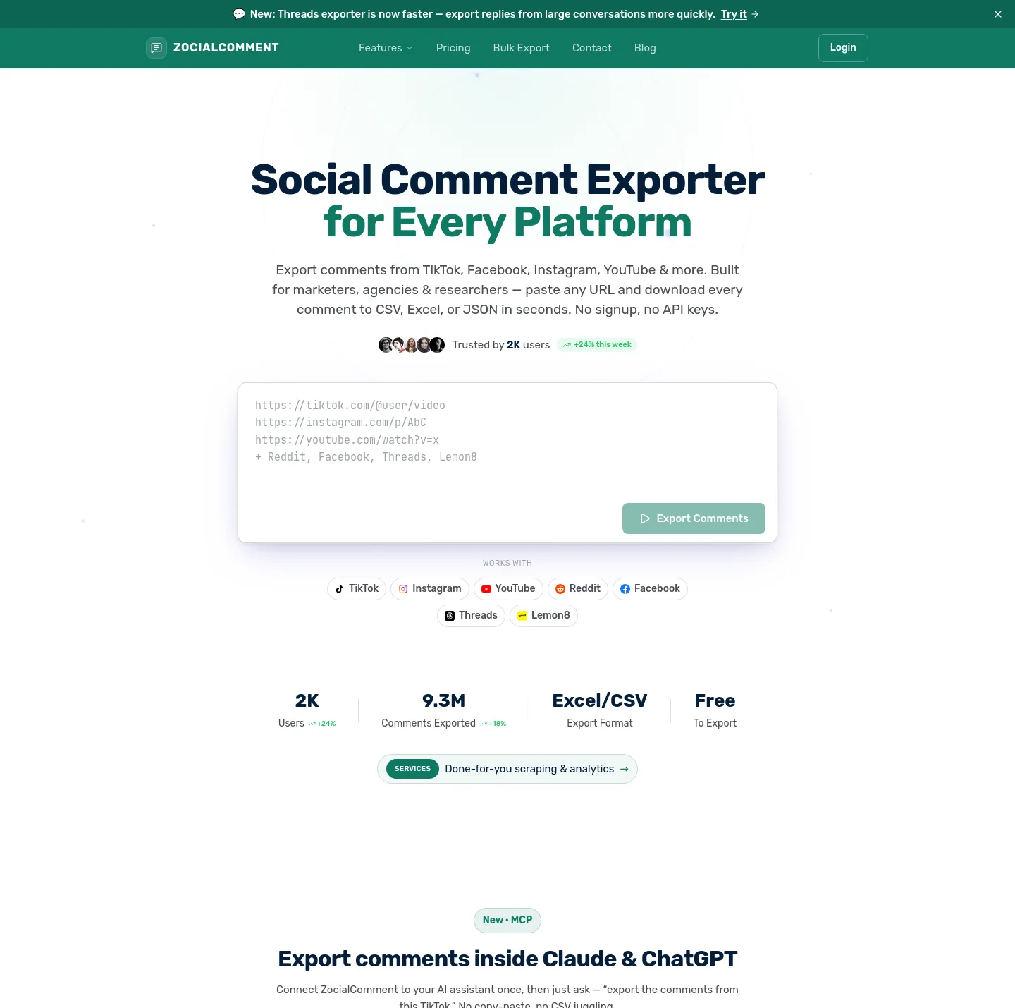 zocialcomment.com — a measured funnel