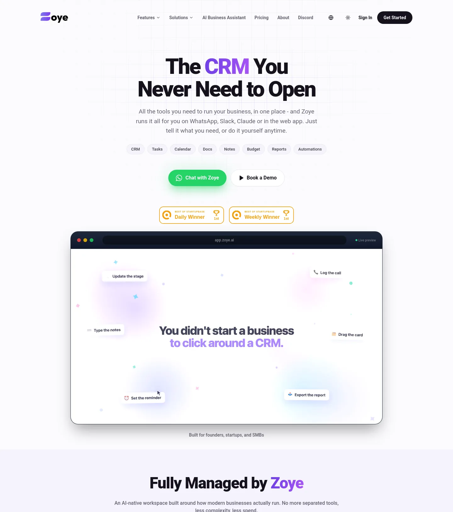 zoye.io — a measured funnel
