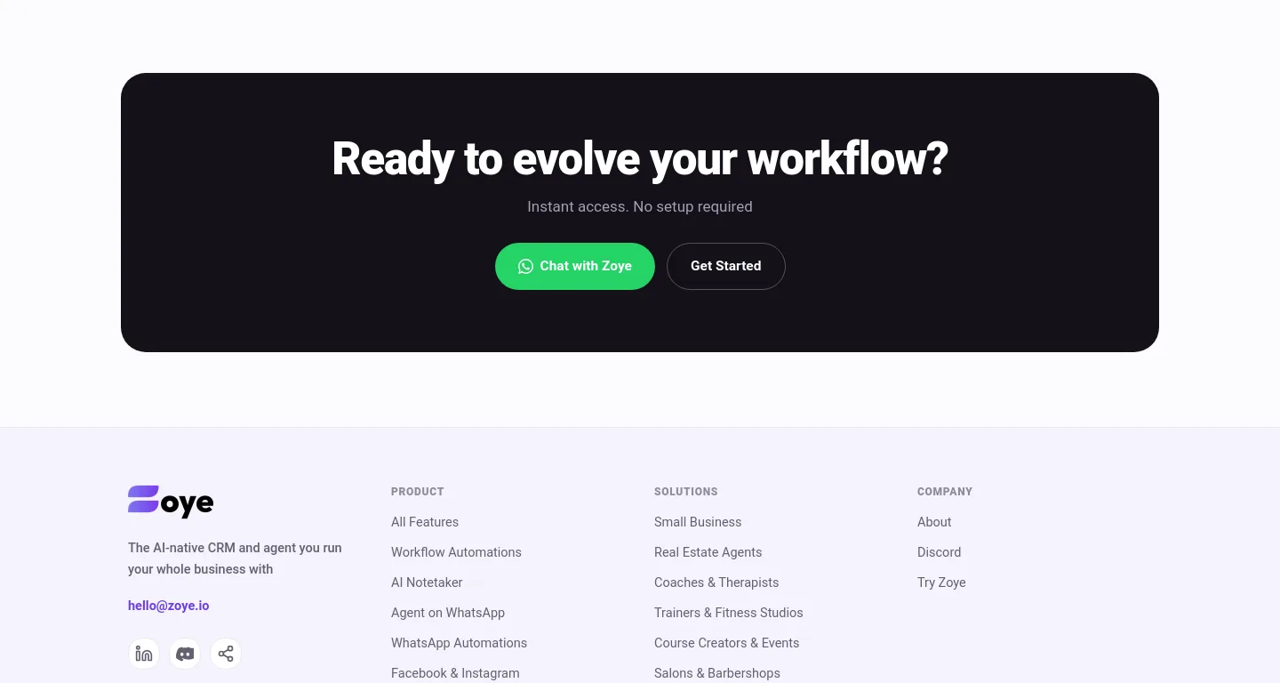 zoye.io CTA section