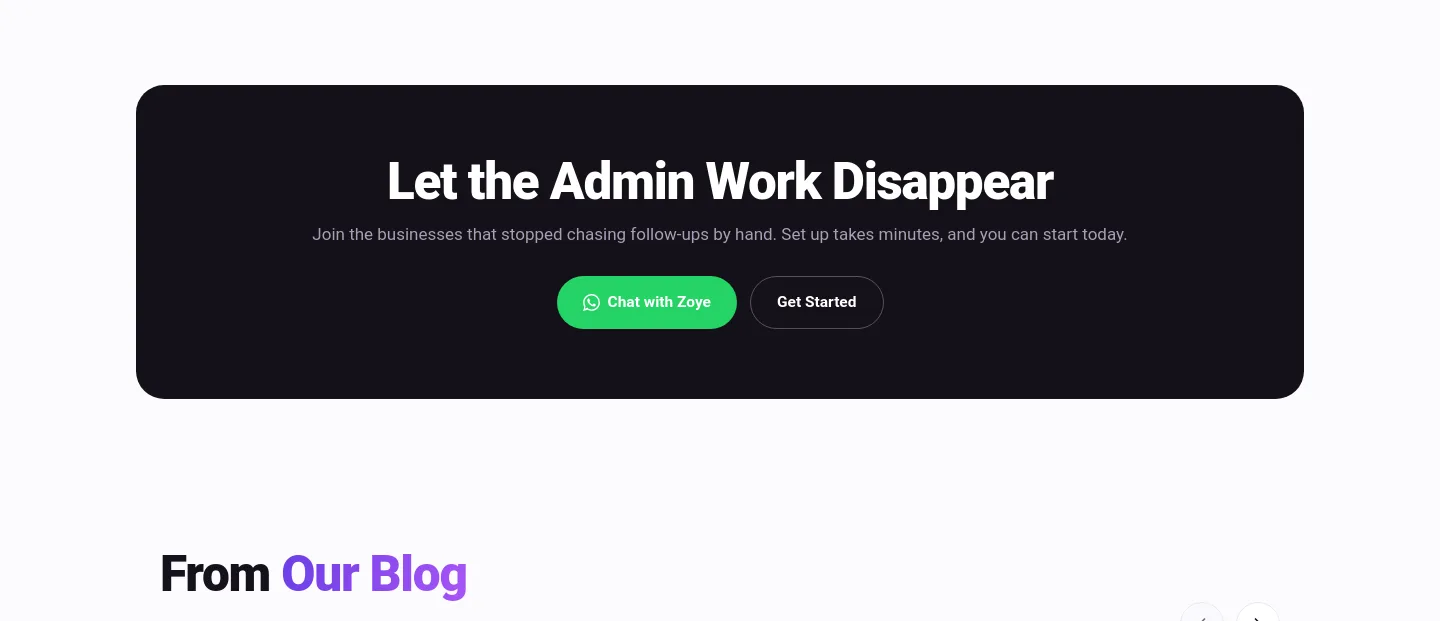 zoye.io CTA section