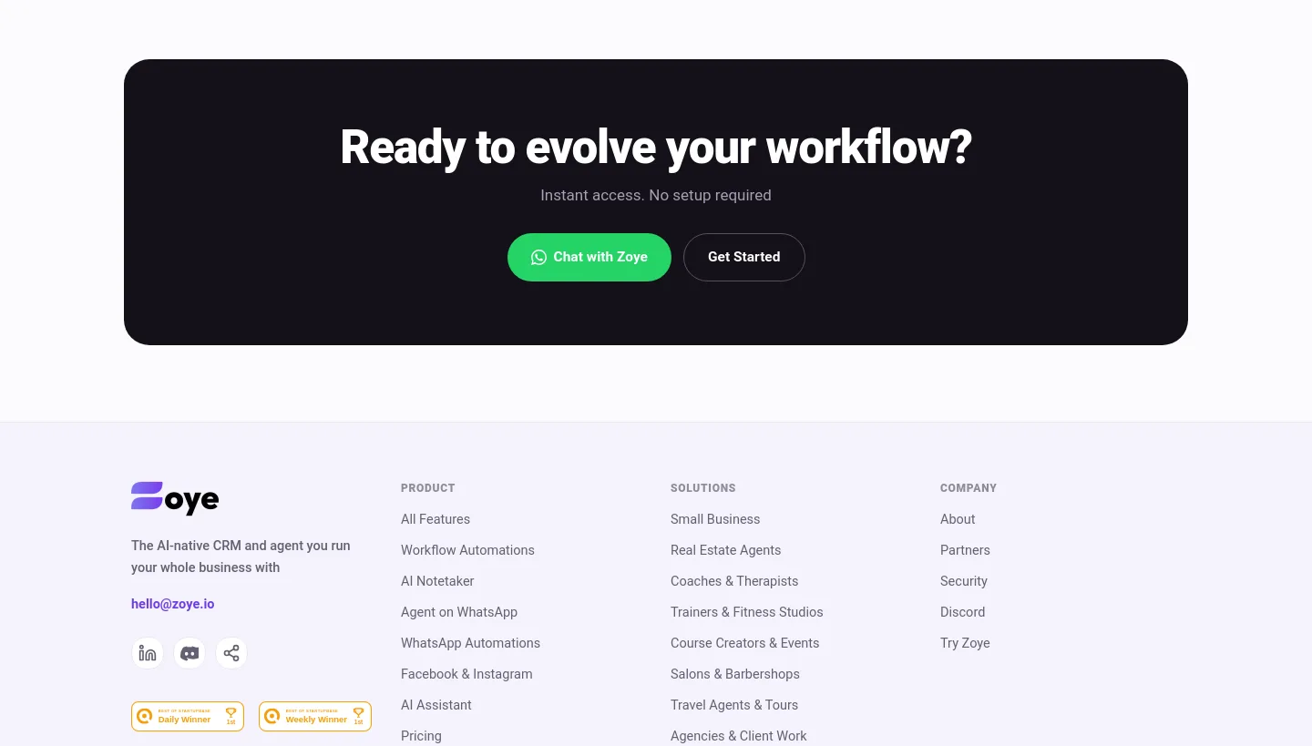 zoye.io — CTA