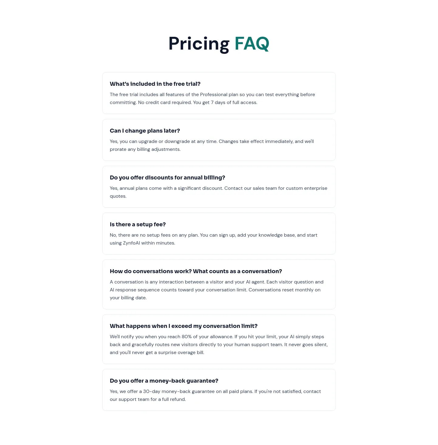 zynfo.ai FAQ section