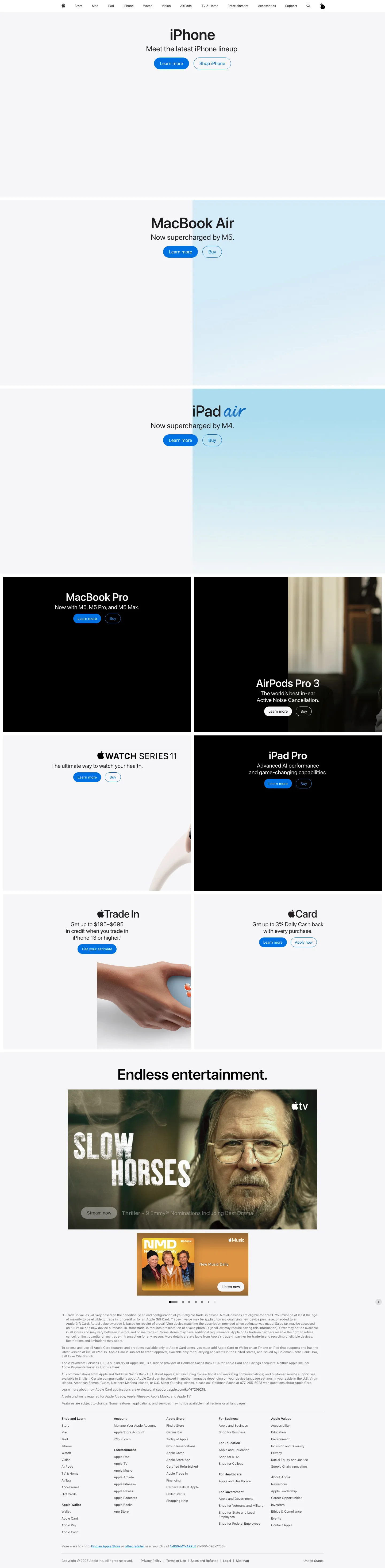 Hero section from apple.com