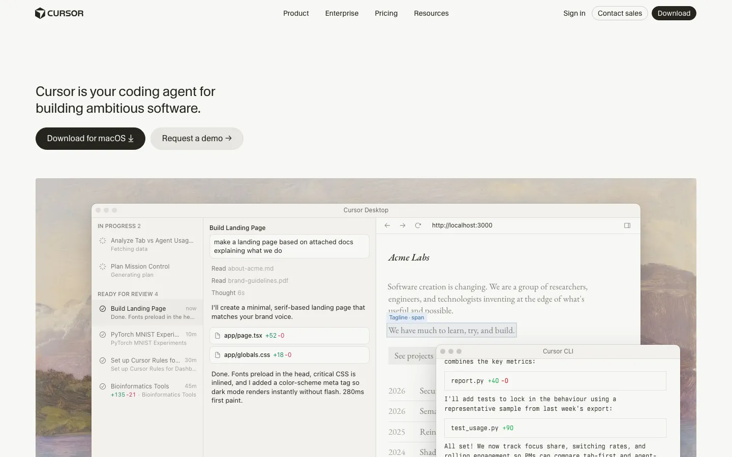 cursor.com section