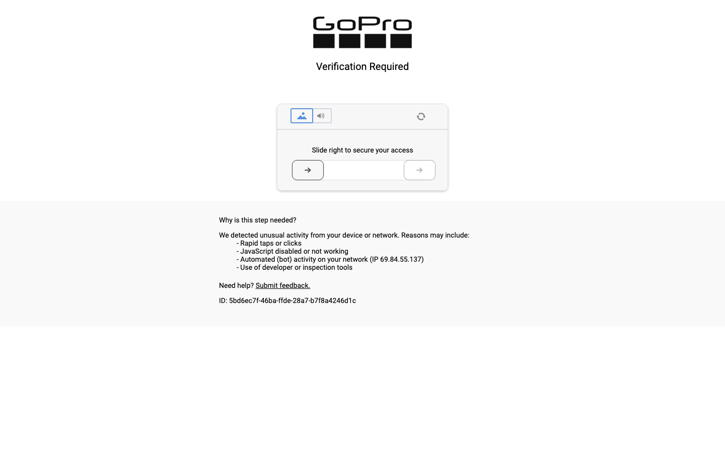 Above-the-fold capture of gopro.com