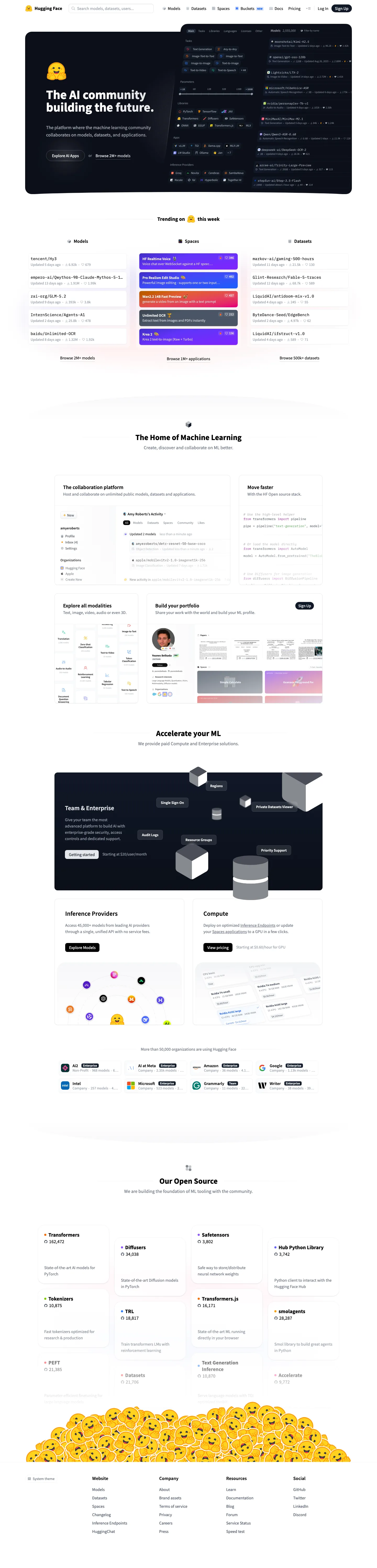 Features section from huggingface.co