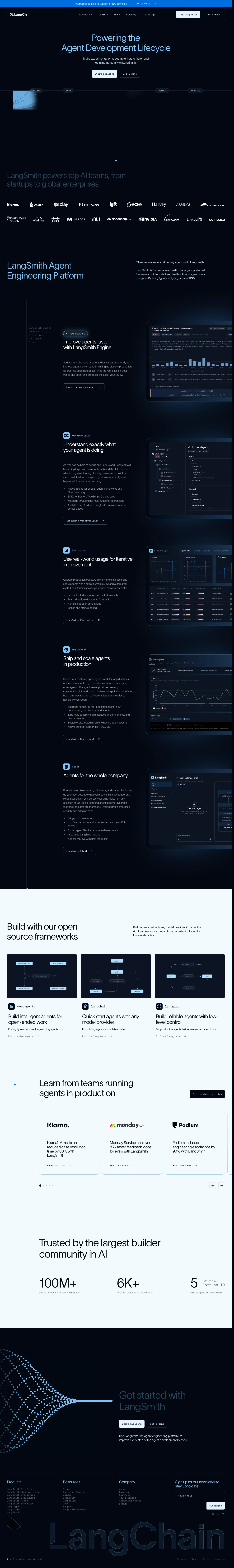 Hero section from langchain.com